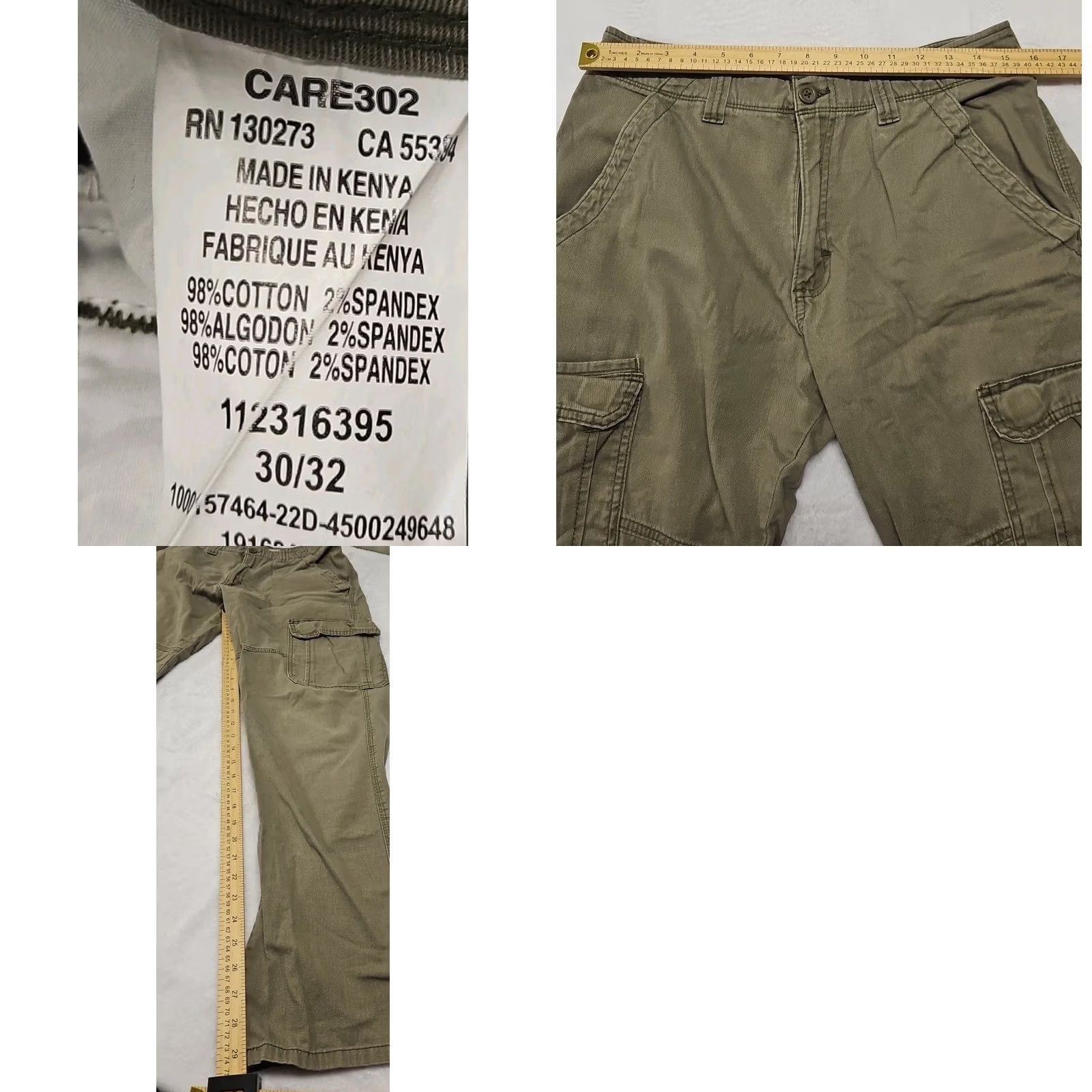 Wrangler Wrangler Relaxed Fit Cargo Pants Men 30x32 Beige Cotton Stretch Straight Leg Casual Utility Zip Button Front Size US 30 / EU 46 - 8 Thumbnail