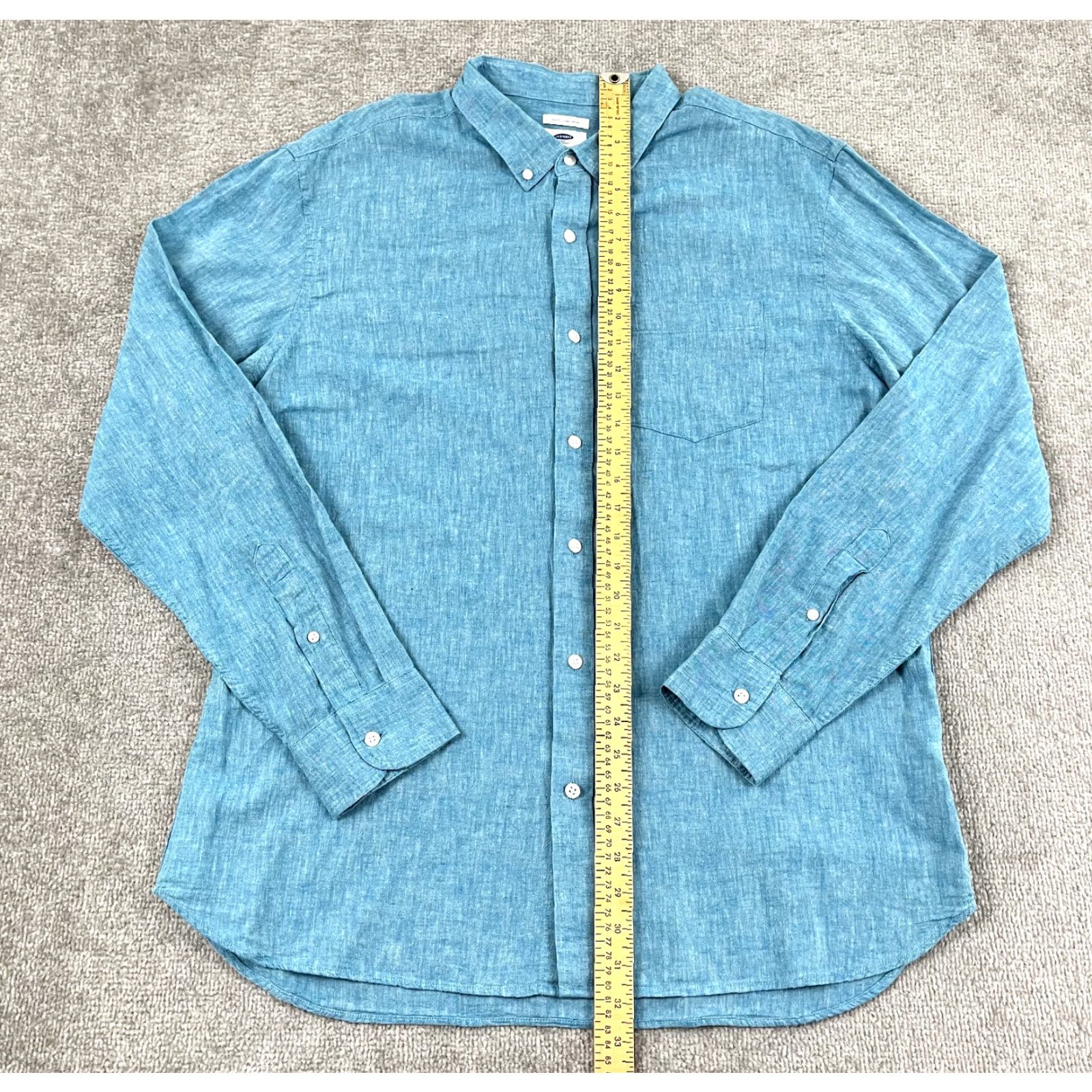 Old Navy OLD NAVY Shirt Mens XL Slim Blue Linen Blend Button-Down Long Sleeve Preppy L/S Size US XL / EU 56 / 4 - 4 Thumbnail