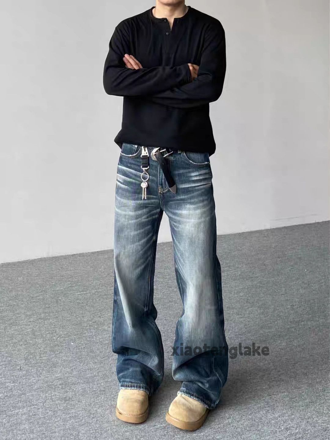 Jean Custom washed faded loose baggy hiphop y2k jeans Size US 32 / EU 48 - 1 Thumbnail