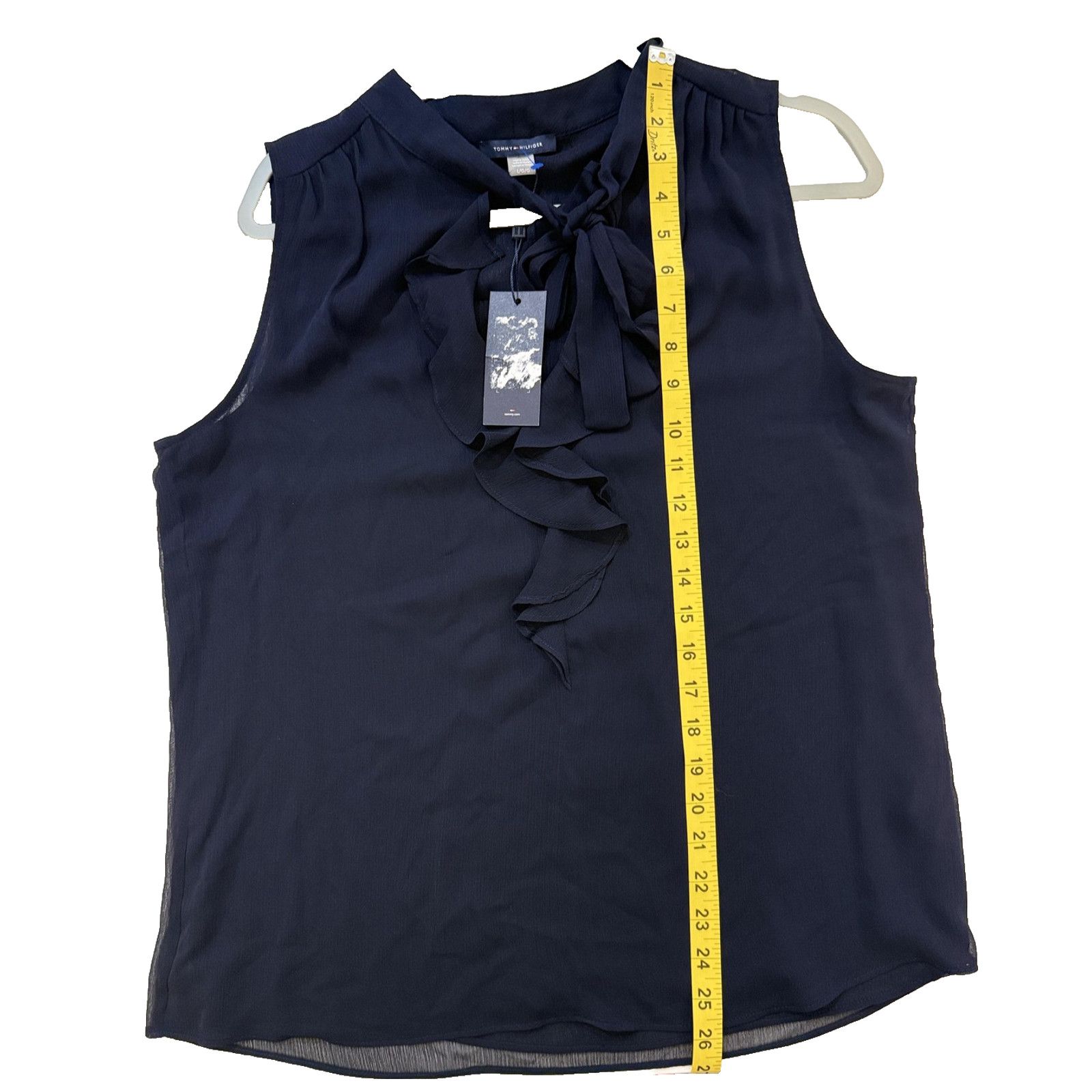 Tommy Hilfiger Tommy Hilfiger Blouse Women LG Navy Sleeveless Chiffon Top Size L / US 10 / IT 46 - 7 Thumbnail