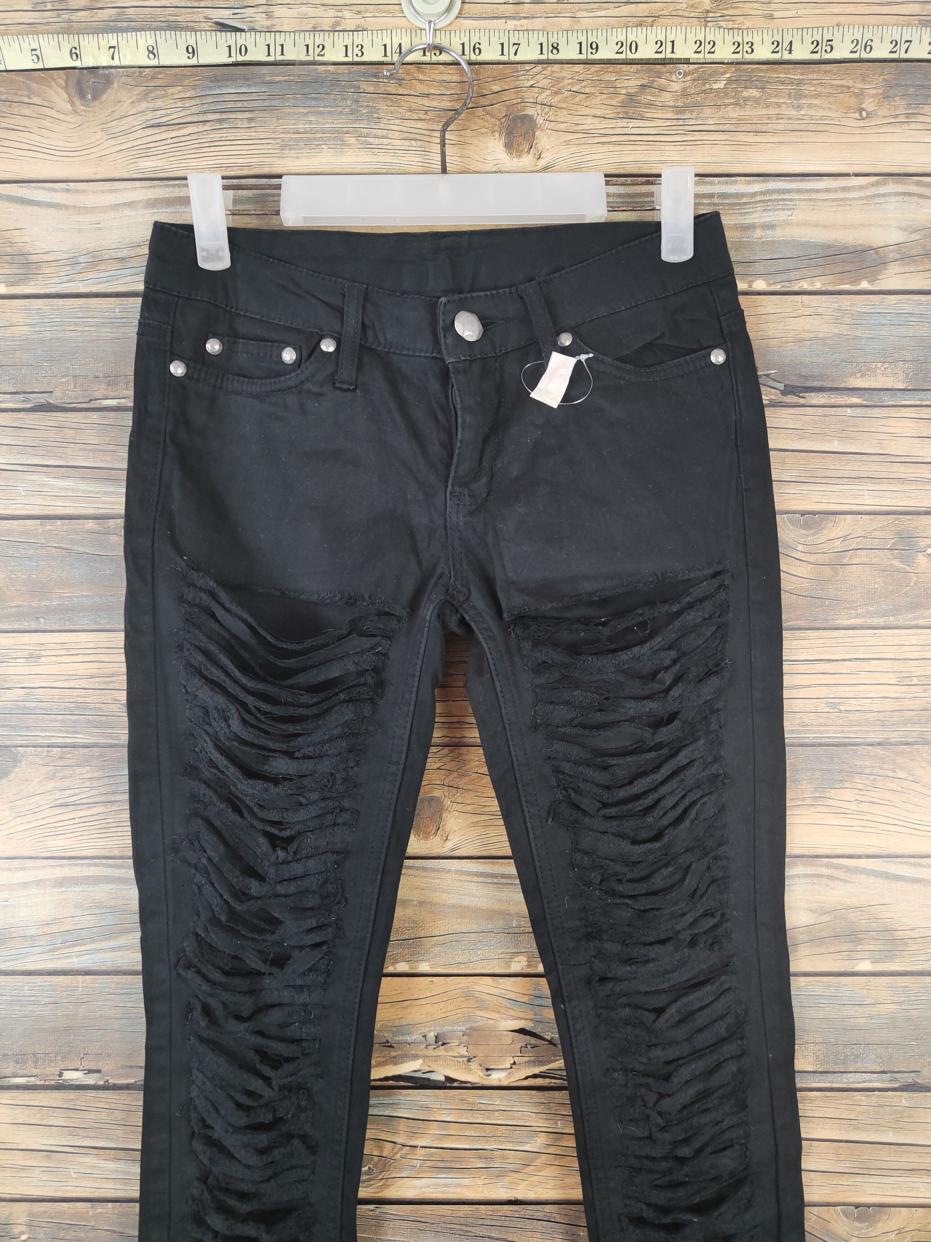 Japanese Brand × Vintage DL Japan distressed super black Ripped Casual Pants #560 Size 29" - 2 Thumbnail