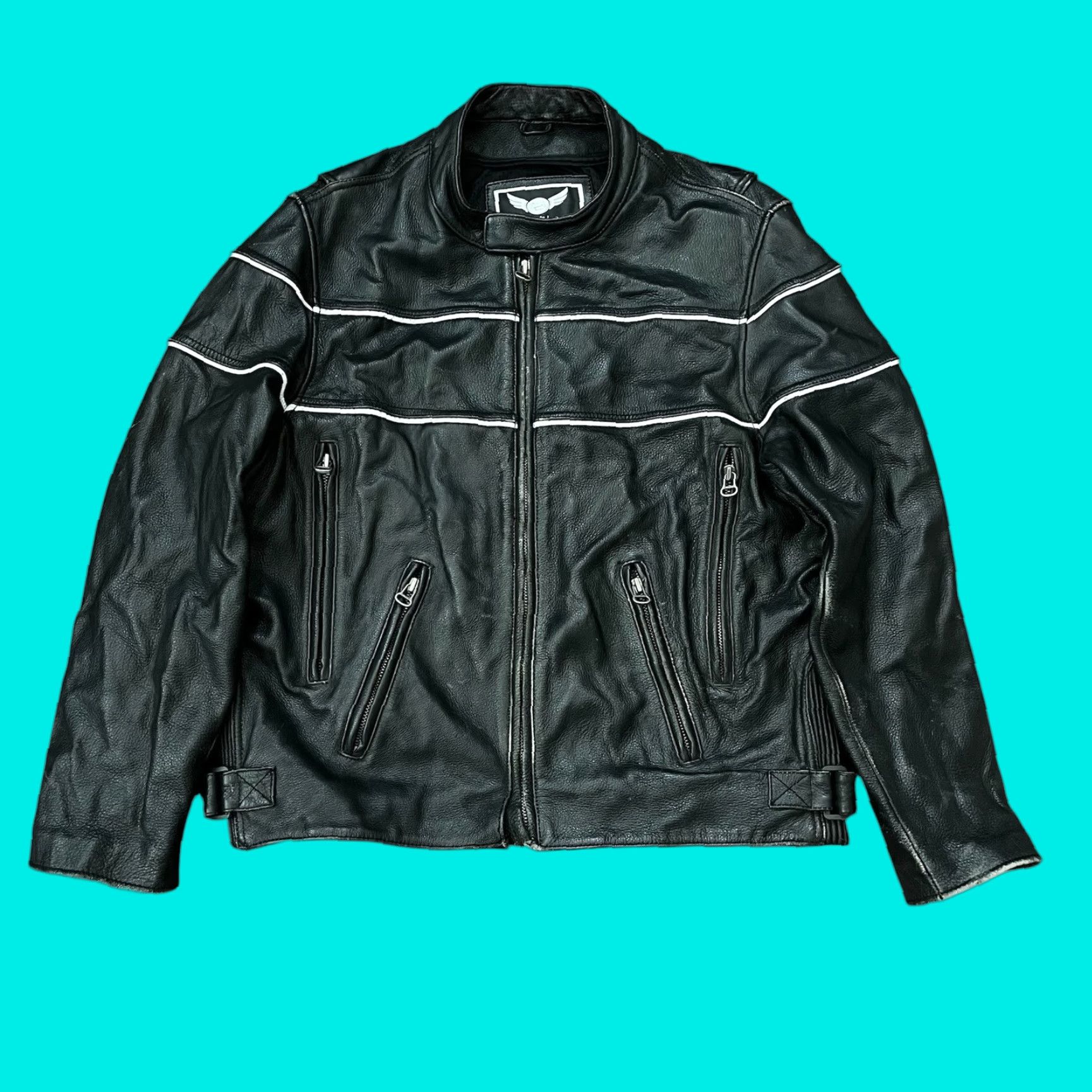 Vintage VINTAGE Street Legal Leather Jacket - Motorcycle Biker Cafe Racer Full Zip, Mens XL, Black, Classic Style Size US XL / EU 56 / 4 - 1 Thumbnail