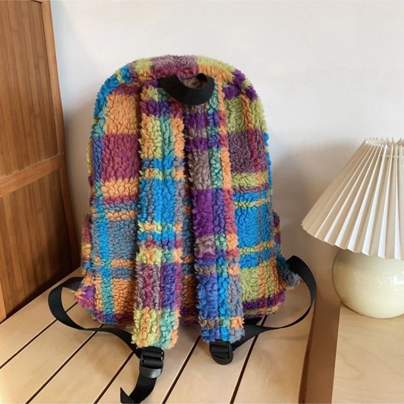 Japanese Brand Unisex Fluffy Wool Plush Backpack Size ONE SIZE - 3 Thumbnail