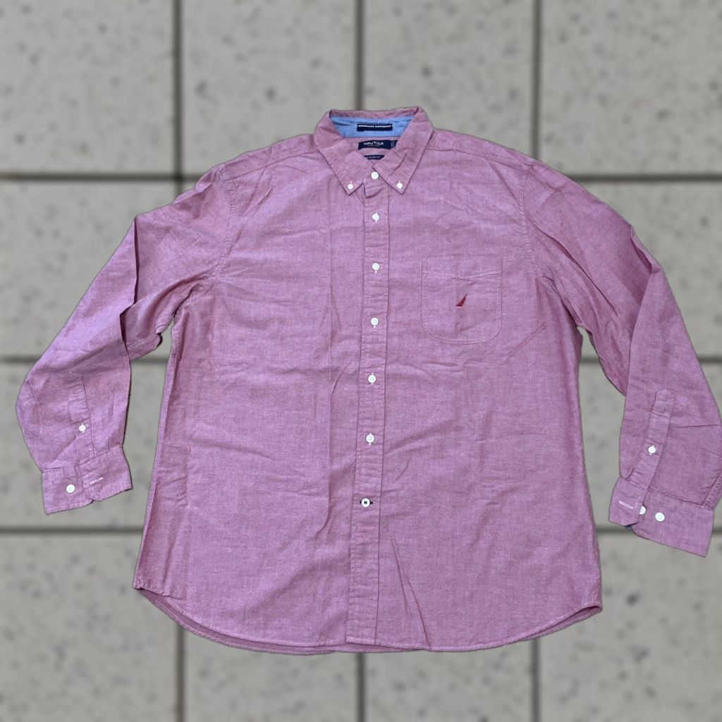 Nautica Nautica Button Shirt Men XL Salmon Pink Classic Fit Preppy Work Casual Button-Up Shirts Size US XL / EU 56 / 4 - 1 Thumbnail