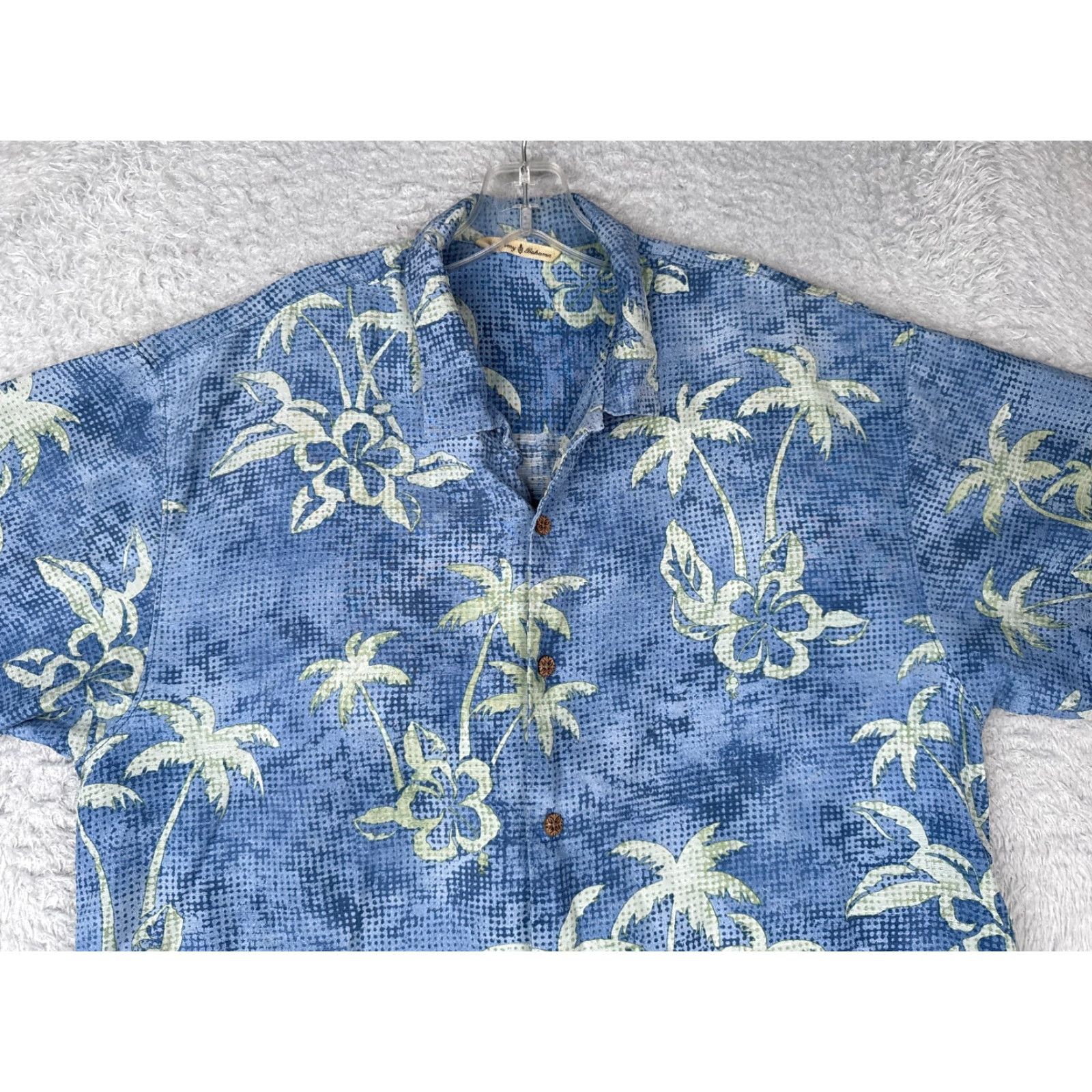 Tommy Bahama Tommy Bahama Shirt Men Large Blue Floral Palm Hawaiian 100% Silk Wood Button Up Size US L / EU 52-54 / 3 - 4 Thumbnail