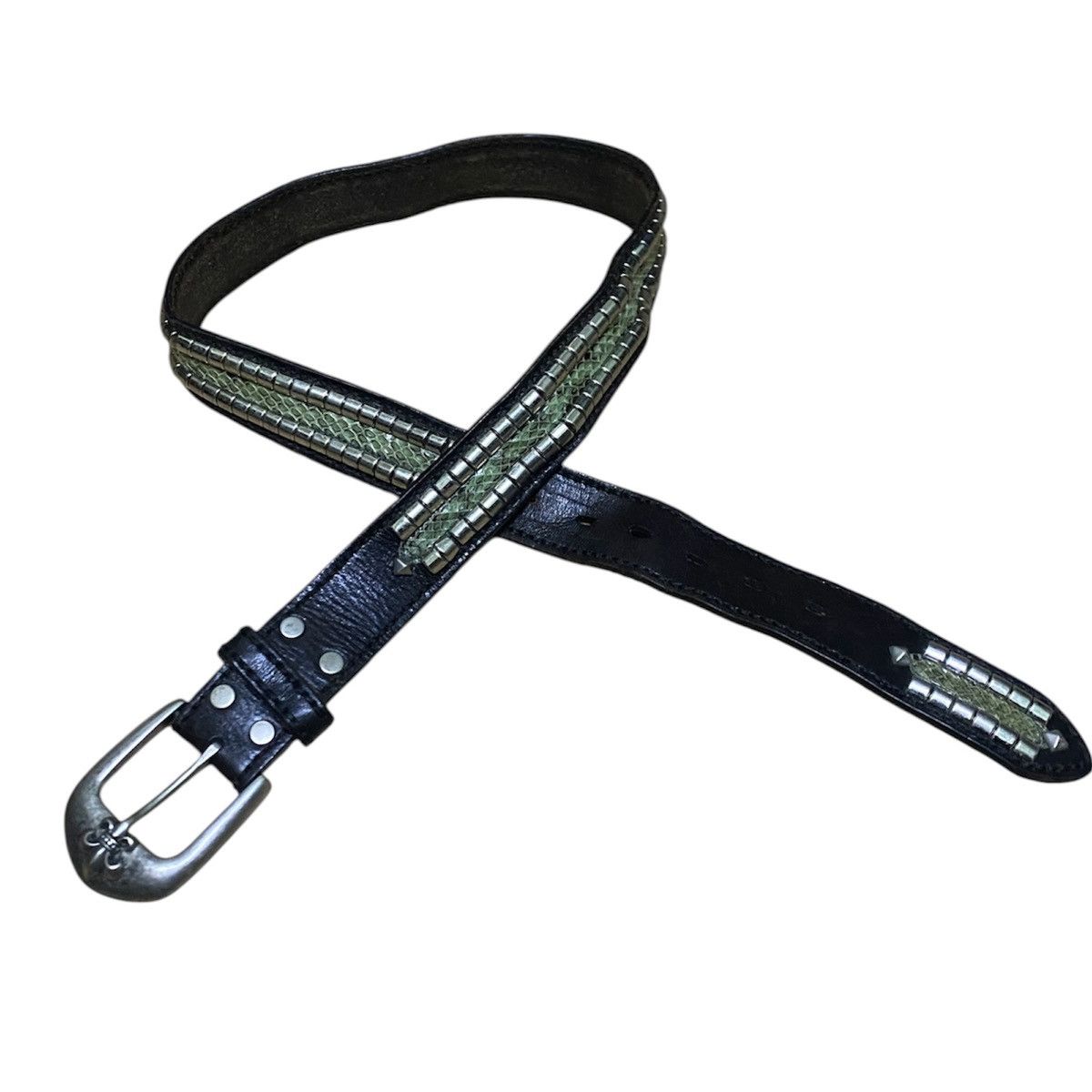 Tornado Mart TORNADO MART WESTERN BUCKLE SNAKESKIN STUDDET BELT Size ONE SIZE - 5 Thumbnail
