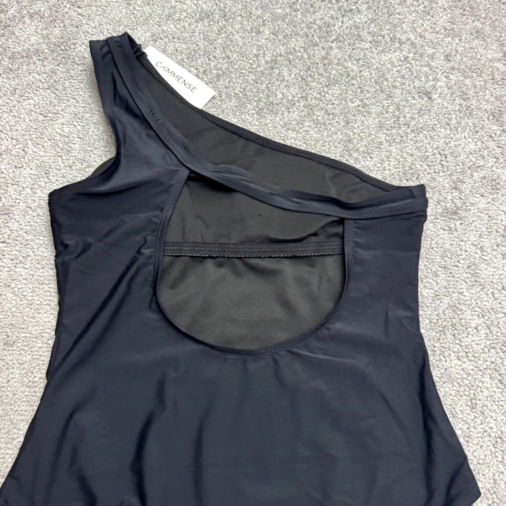 Vintage Commense One Shoulder Cut-Out Backless Swimwear One Piece Large Black Bodysuit Size L / US 10 / IT 46 - 3 Thumbnail