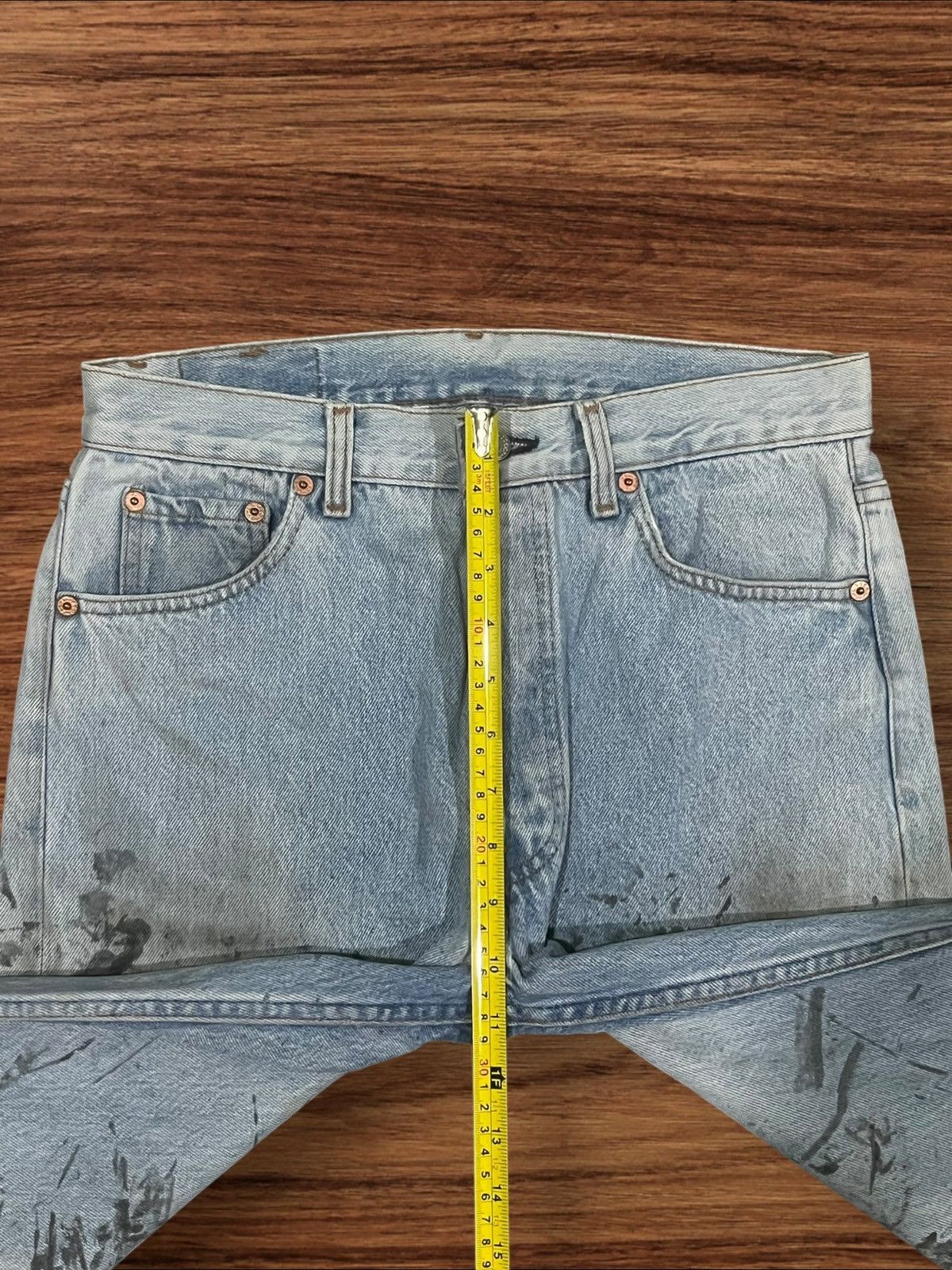 Levi's × Levi's Vintage Clothing Vintage 90s Levi’s 501 Paint Splat Washed Button Fly Jeans Size US 31 - 20 Thumbnail
