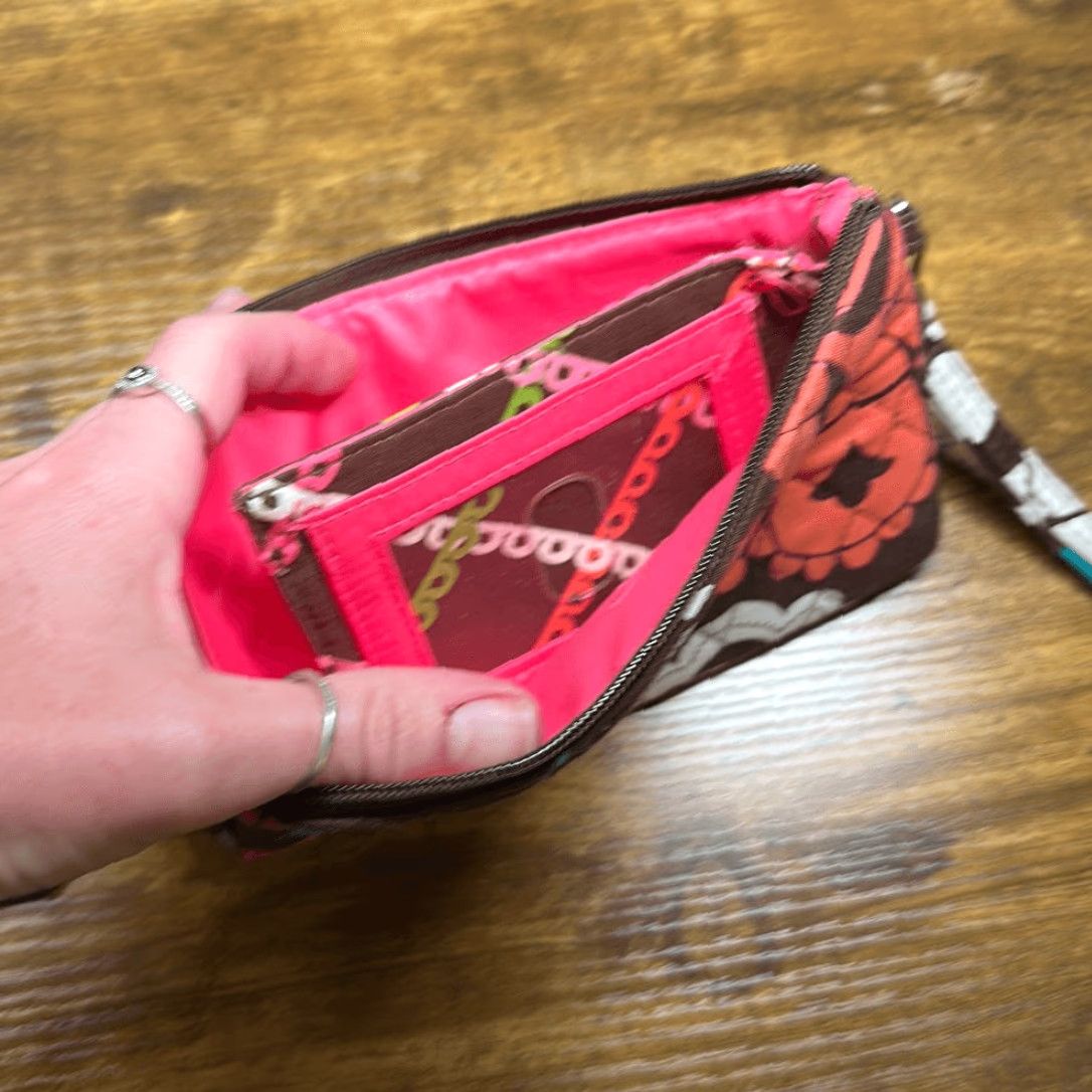 Vera Bradley Vera Bradley Lola Wristlet Clutch Wallet Small Women Brown Blue Multicolor Cotton Wristlet Lola 90s? Size ONE SIZE - 5 Thumbnail