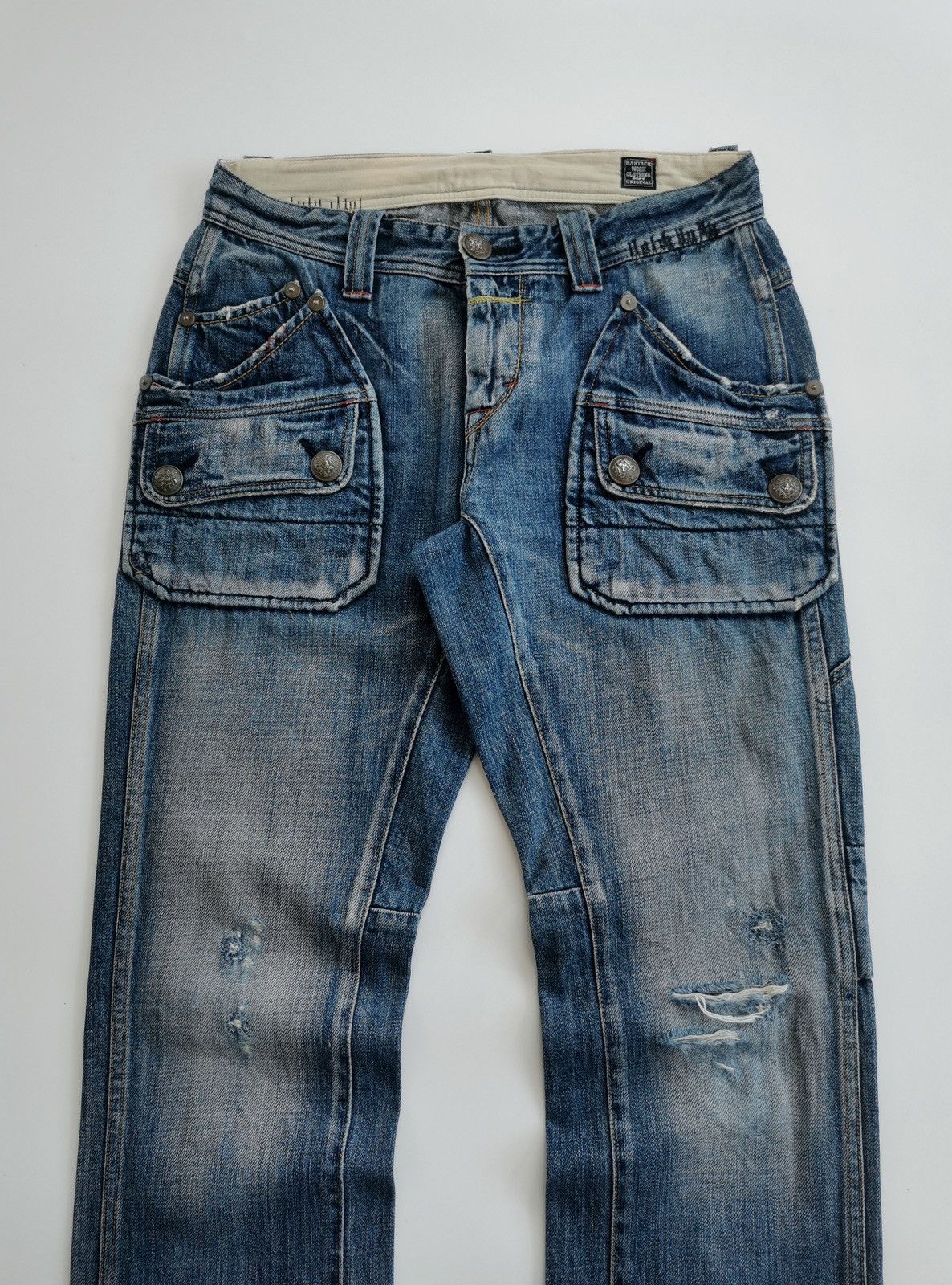 Kapital Bartack Work Dept Patch Pockets Distressed Denim Jeans Size US 29 - 1 Thumbnail