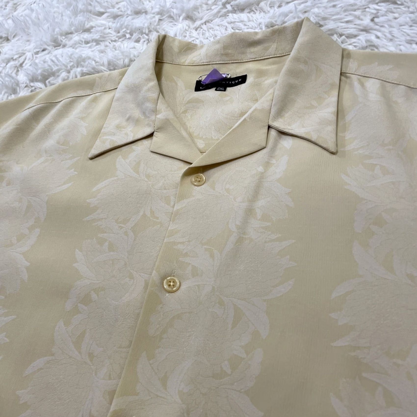 Vintage VINTAGE Montique Hawaiian Shirt Men 2XL Relax Floral Stripe Yellow Regency Aloha XXL Shirt Size US XXL / EU 58 / 5 - 5 Thumbnail