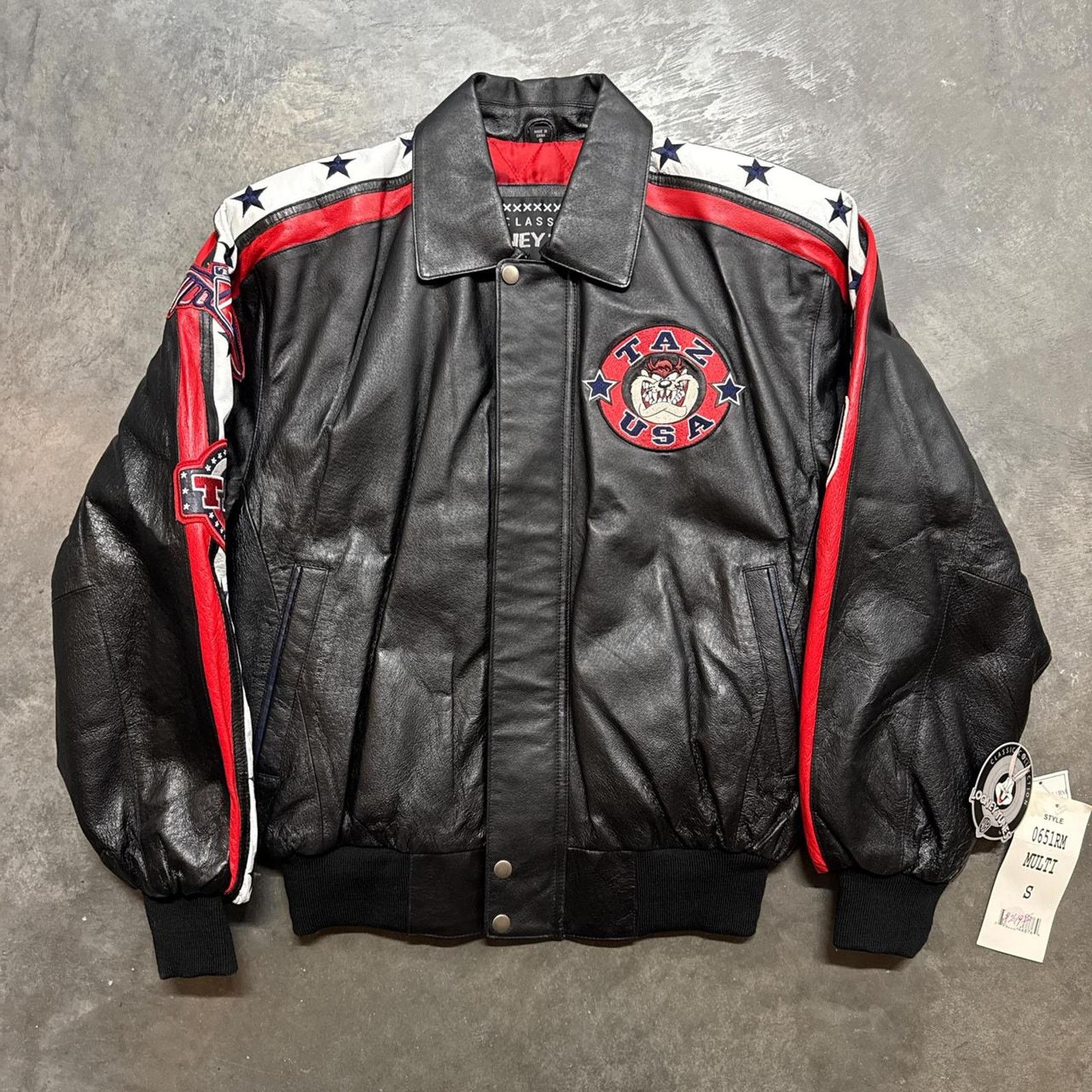 Vintage Vintage Looney Tunes Taz USA Tasmanian Devil Leather Jacket Size US S / EU 44-46 / 1 - 5 Thumbnail