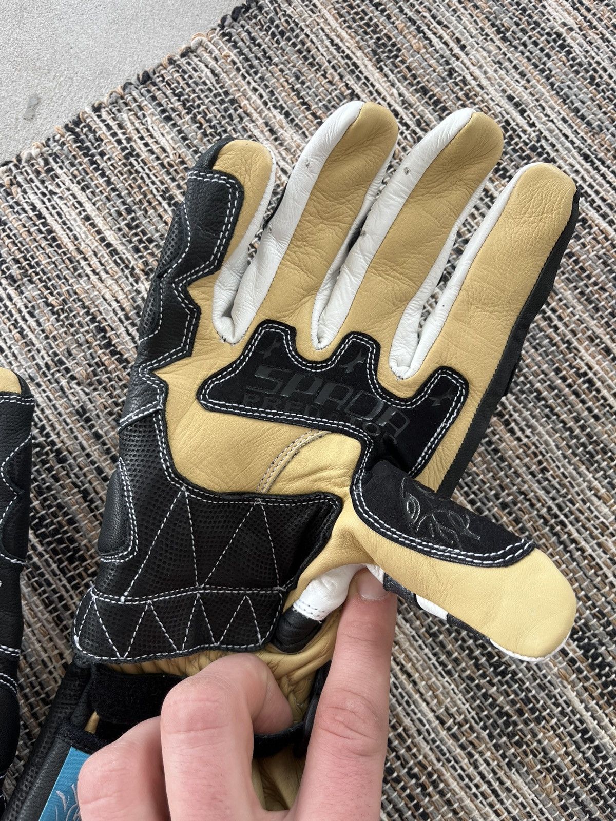 Other Vintage Spada Leather Motorcycle Gloves Carbon Inserts Y2K Size ONE SIZE - 16 Thumbnail