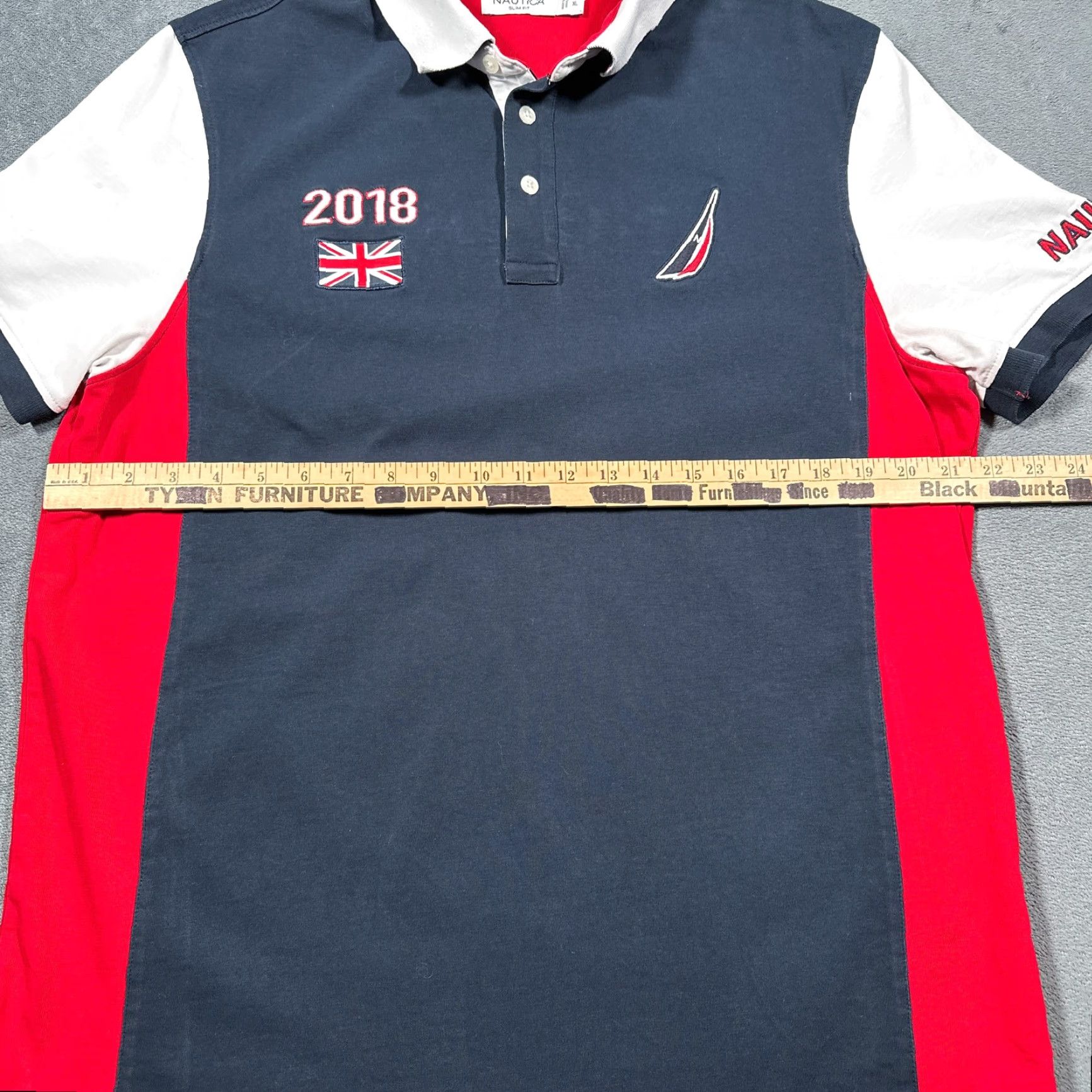 Nautica VINTAGE Nautica England Polo Shirt Men XL Navy Red White 2018 Slim Fit Union Jack Patch Size US XL / EU 56 / 4 - 6 Thumbnail