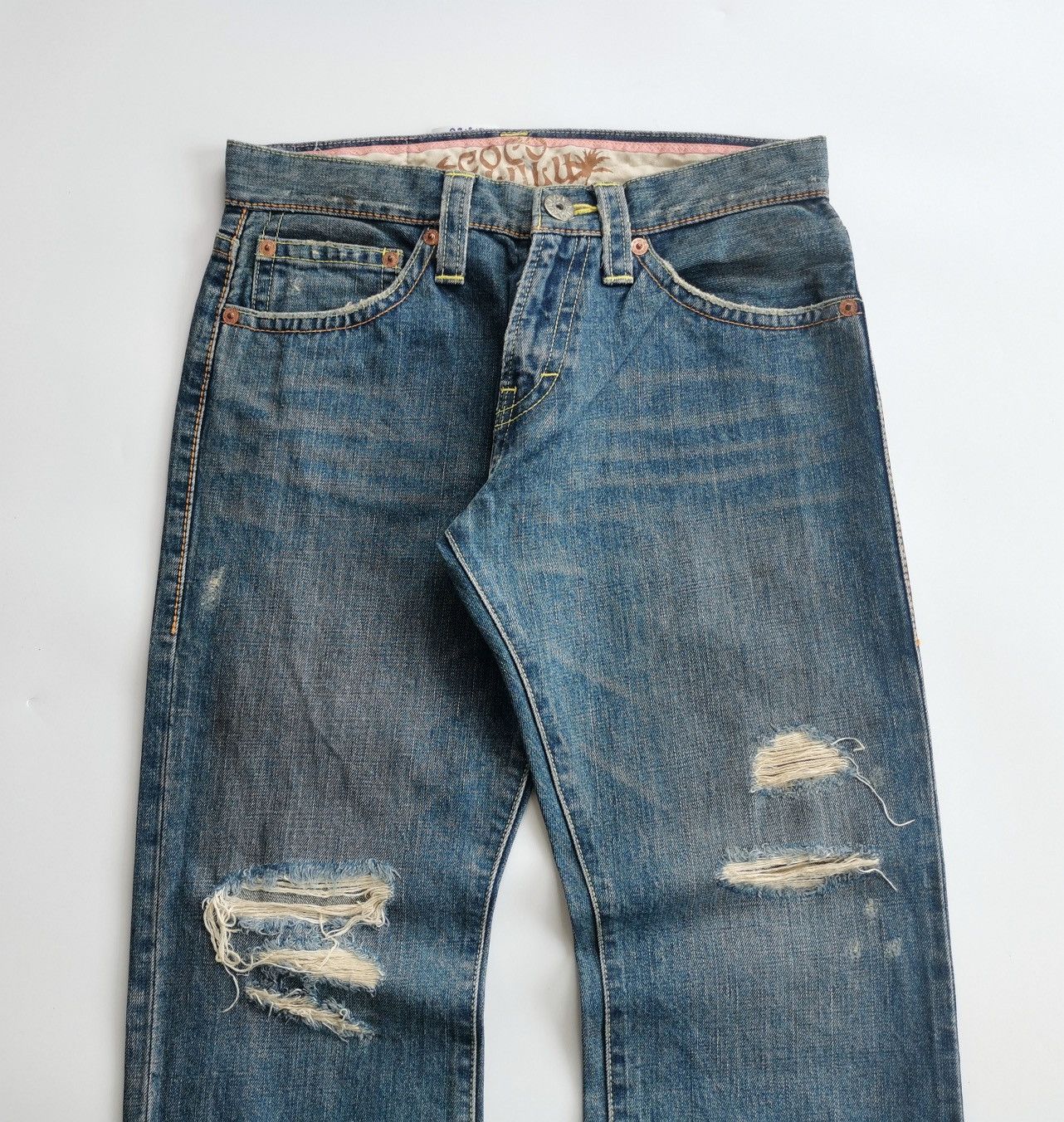 Japanese Brand CocoLulu Print Distressed Denim Jeans Size US 32 / EU 48 - 6 Thumbnail