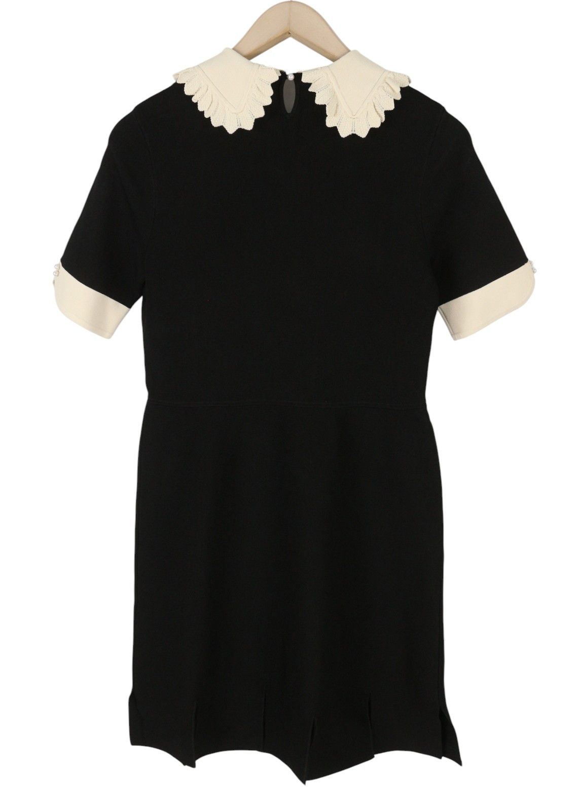 Sandro CALINE 40 L Black Contrast Trim Flare Short Sleeve 88494 Size L / US 10 / IT 46 - 5 Thumbnail