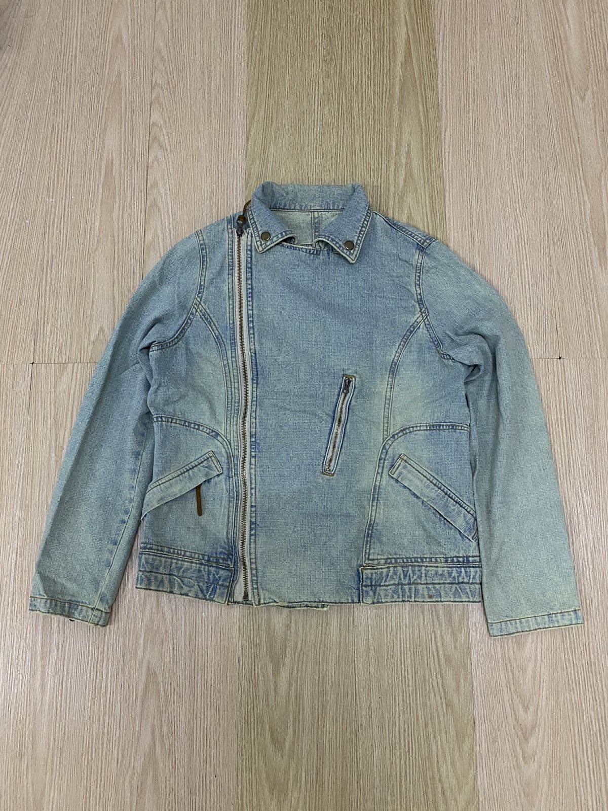 Japanese Brand Kwc symetrical zipper denim jacket Size S / US 4 / IT 40 - 1 Thumbnail