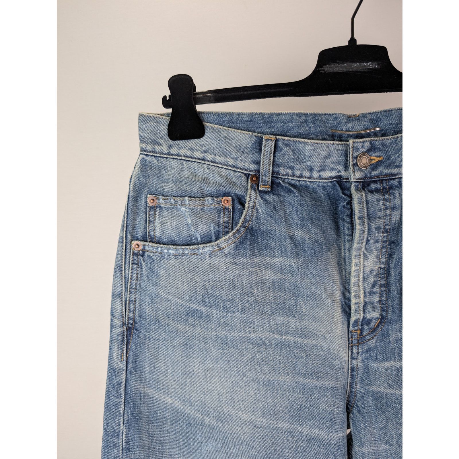 Saint Laurent Paris o1rshd1 Adjusted Maxi Long Baggy Denim Jeans Charlotte Blue Size US 32 / EU 48 - 5 Thumbnail