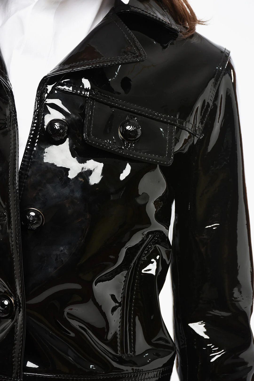 Celine og1mm0326 Patent Jacket in Black Size S / US 4 / IT 40 - 3 Thumbnail