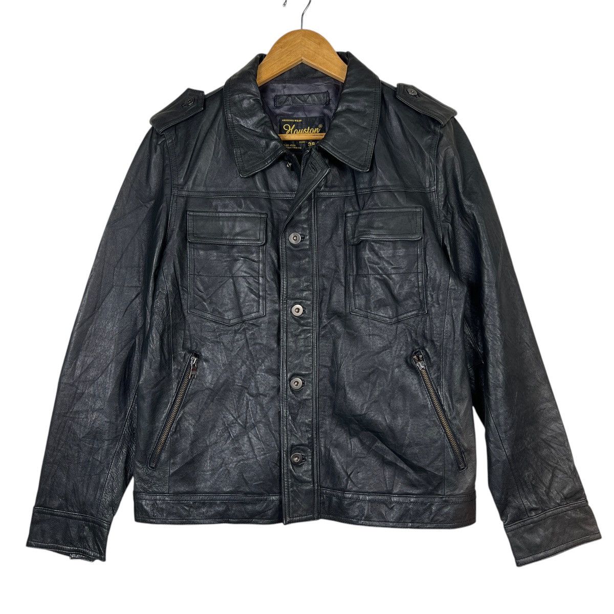 Japanese Brand Vintage Houston PigSkin Leather Trucker Jacket Union Made Size US M / EU 48-50 / 2 - 1 Thumbnail