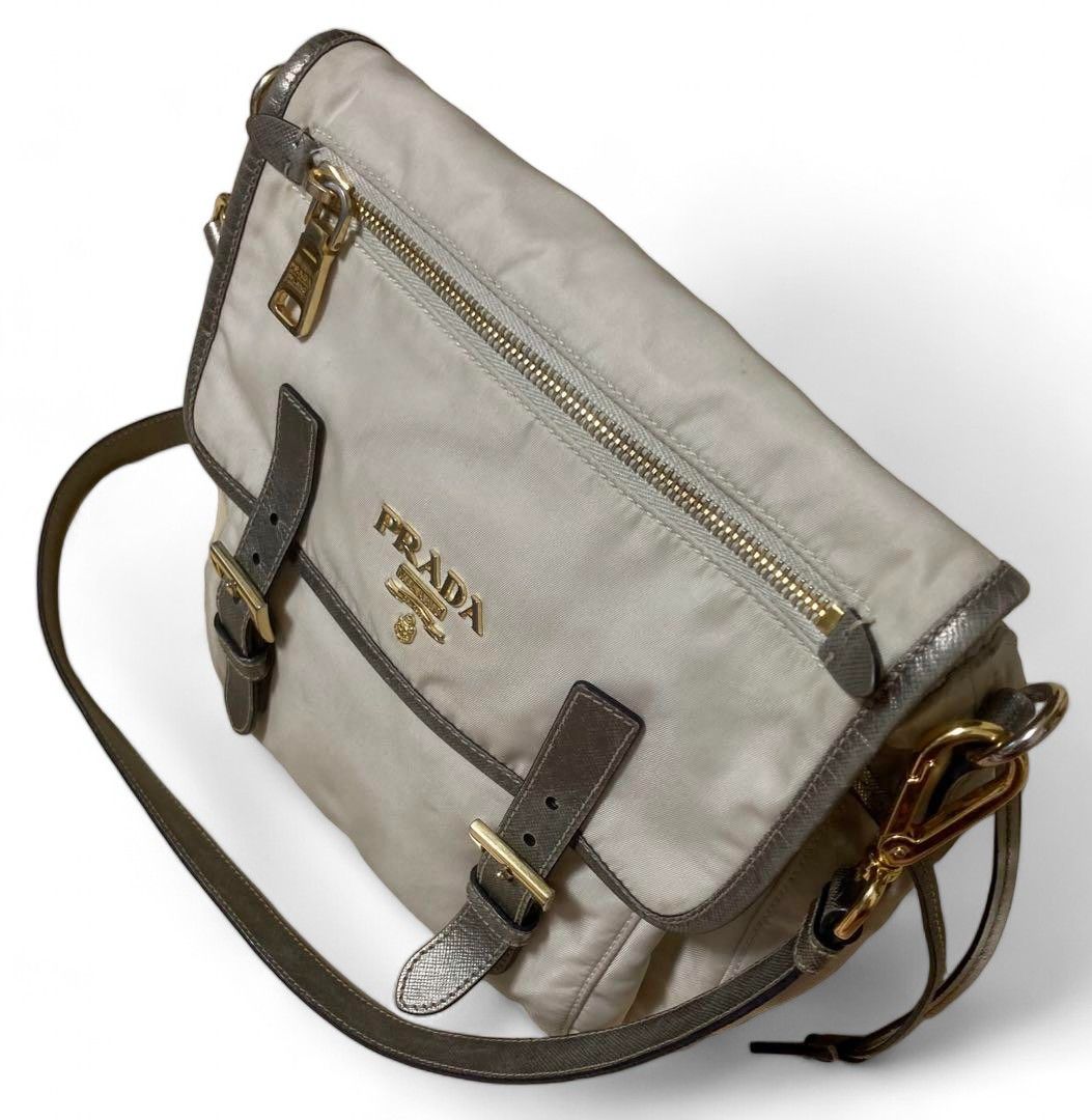Prada Prada - Shoulder Bag Crossbody White Nylon Leather Gold Size ONE SIZE - 5 Thumbnail