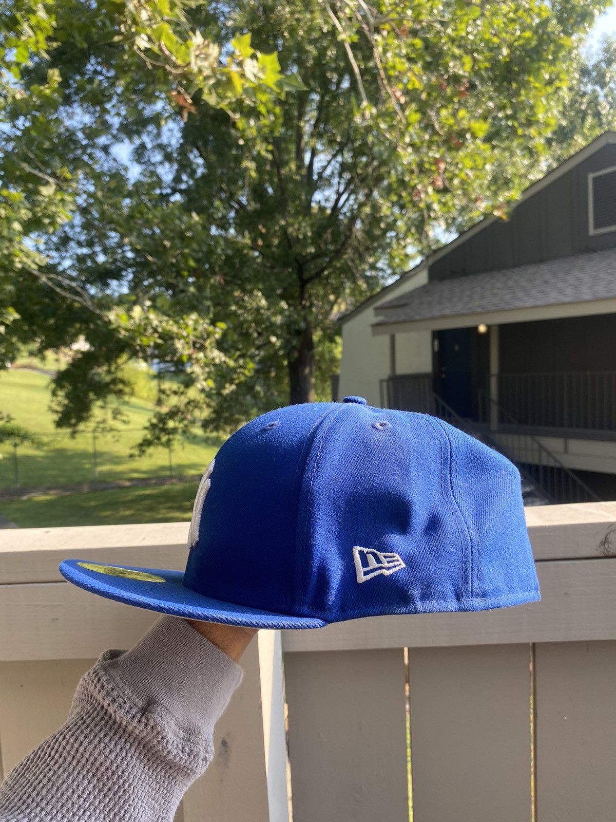 New Era Blue New York Fitted with custom lotus flower Size ONE SIZE - 3 Thumbnail