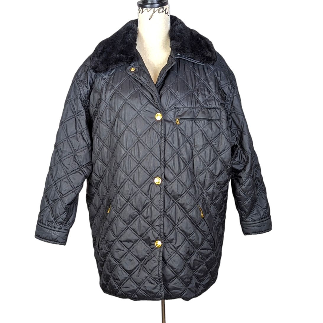 image of Bogner Quilted Convertible Coat With Zip Out Lining Black, Women's (Size XL)