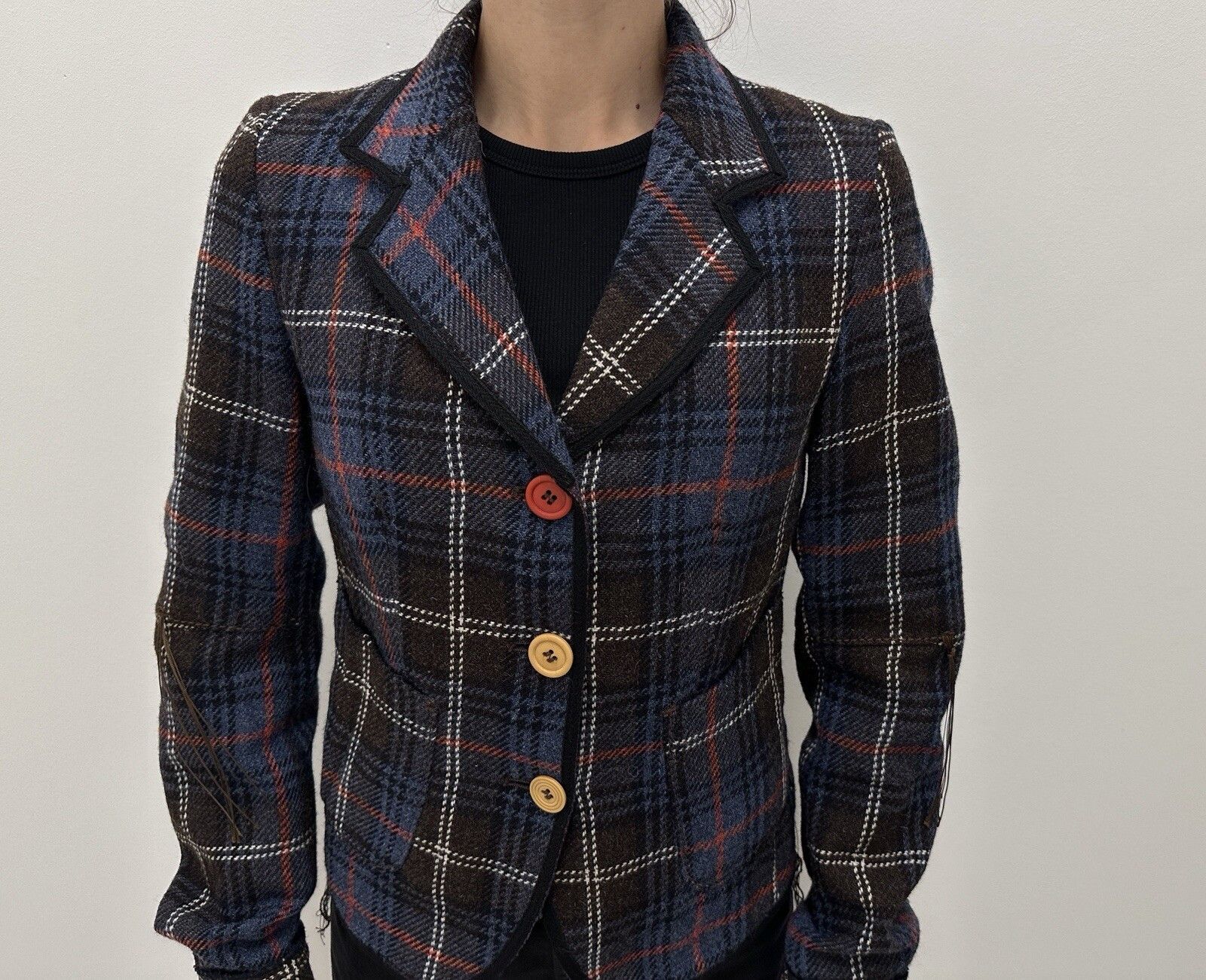 Marithe + Francois Girbaud Marithe Francois Girbaud Women's Tweed Plaid Blazer Jacket Size S / US 4 / IT 40 - 2 Thumbnail