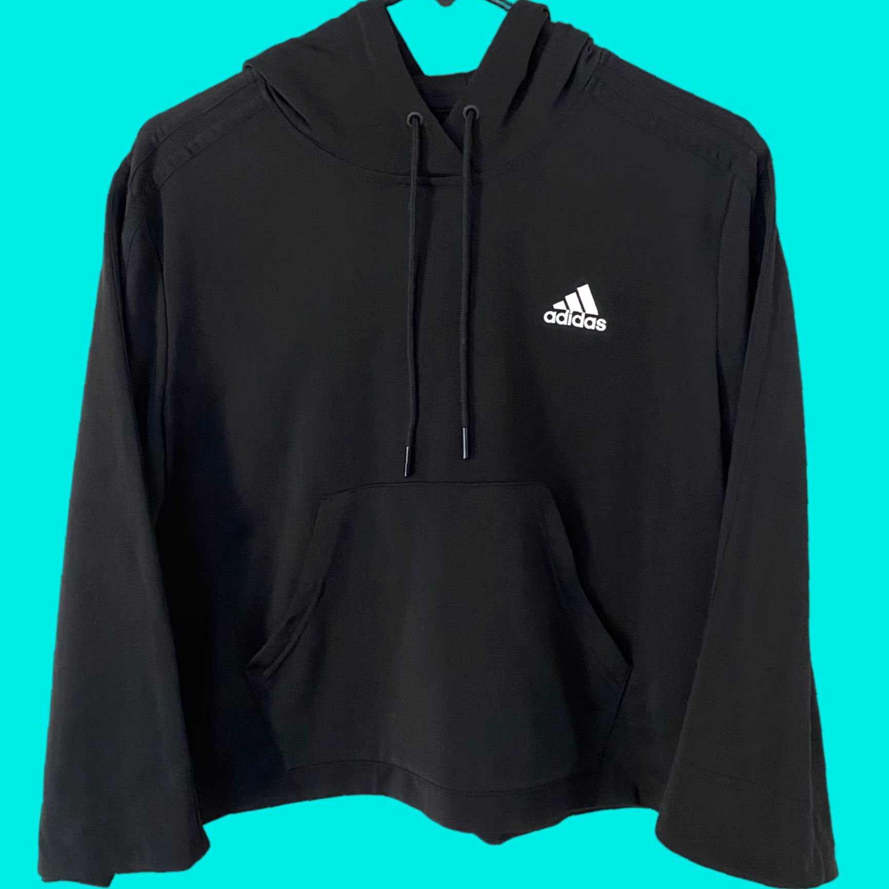 Adidas Adidas Adicolor Essential Crop Hoodie Sweatshirt Womens M Black Long Sleeve Hoodie Pockets Gym & Training Logo 3-Stripe Essentials Size M / US 6-8 / IT 42-44 - 1 Thumbnail