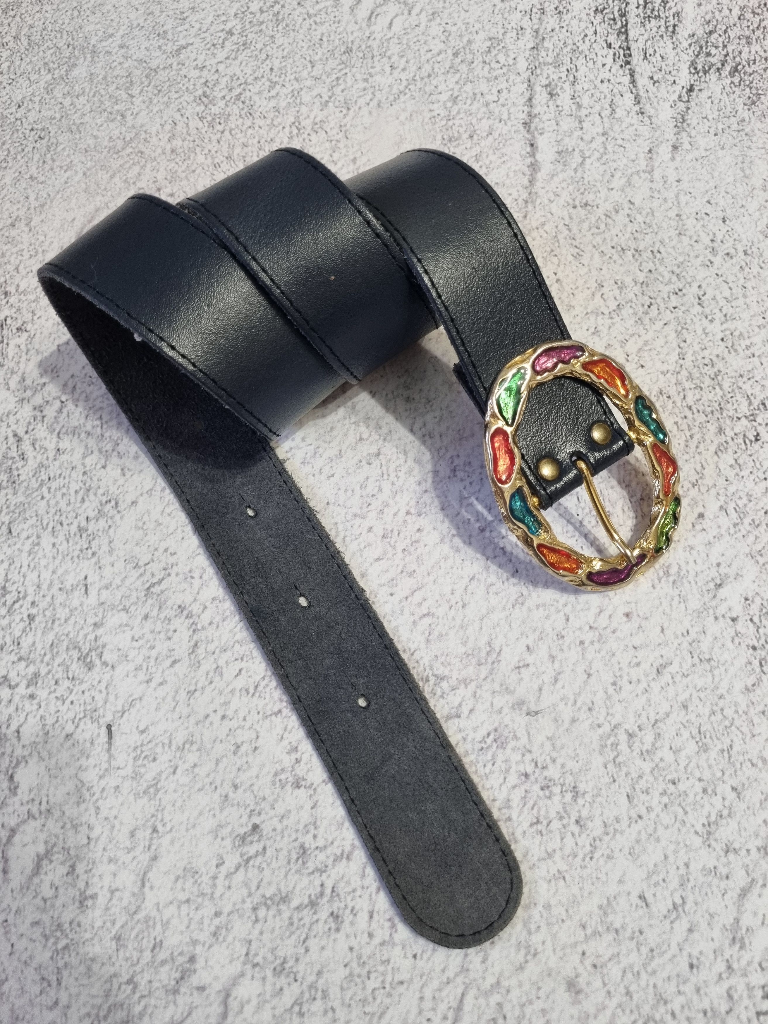 Vintage Croute De Cuir Made in France Vintage Leather Belt Size ONE SIZE - 3 Thumbnail