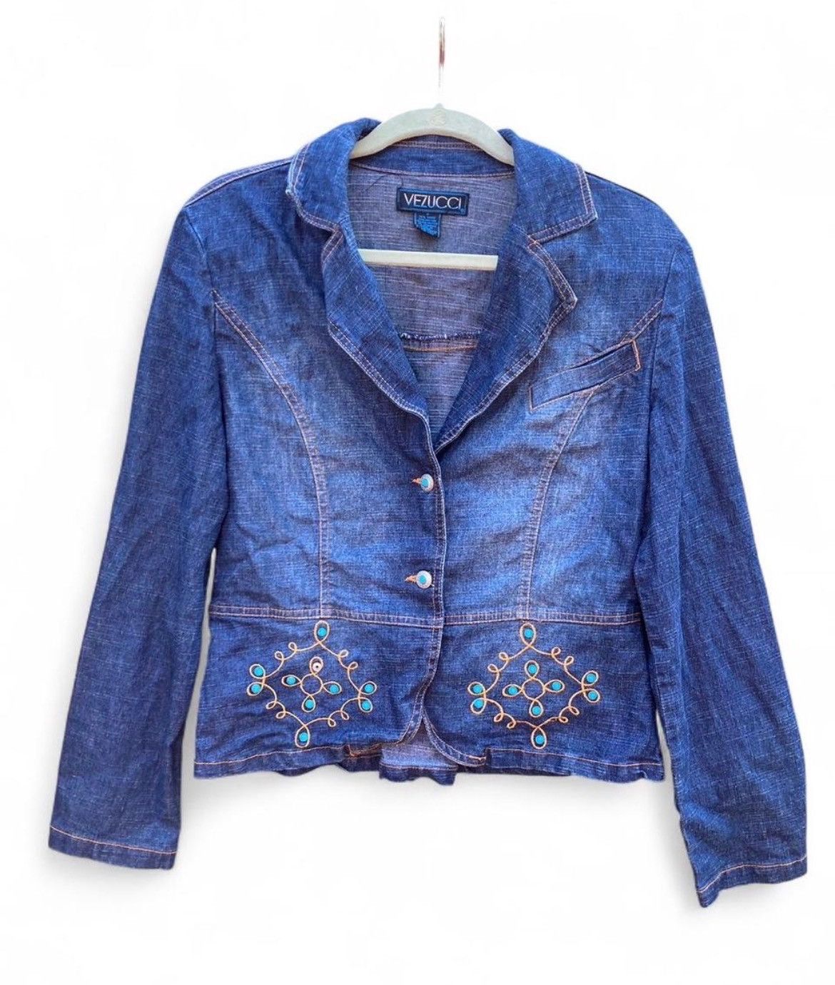 Other Vezucci Blue Denim Jacket Size S Embroidered Size S / US 4 / IT 40 - 1 Thumbnail