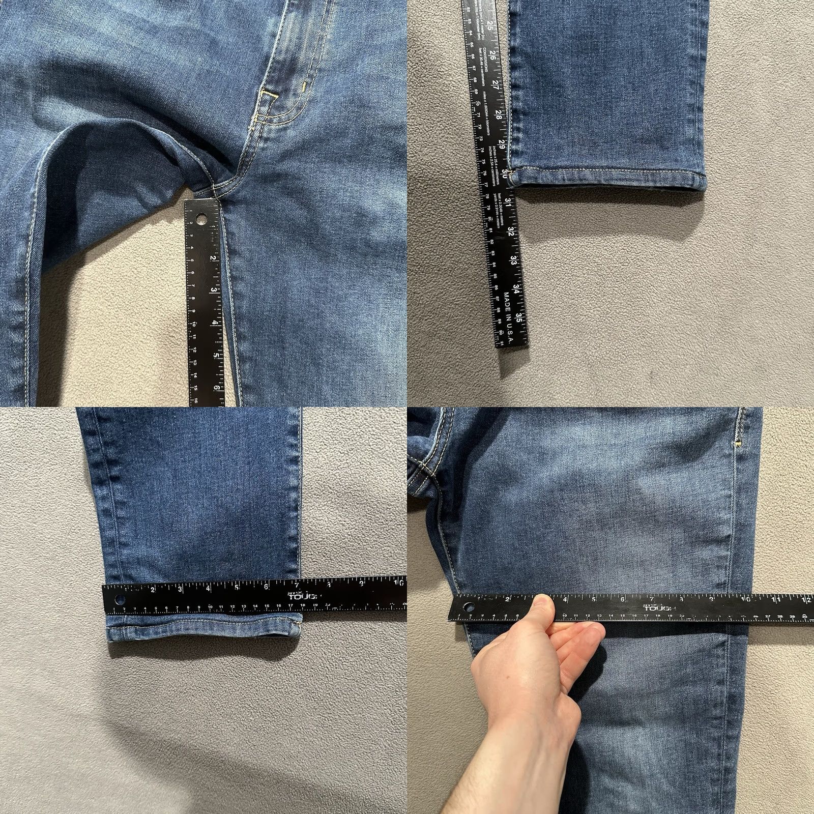 Denime Fidelity Jeans Mens 36 (35x30.5) Blue Torino Medium Wash Denim Stretch Slim Fit - 60 Day Return Size US 36 / EU 52 - 10 Thumbnail