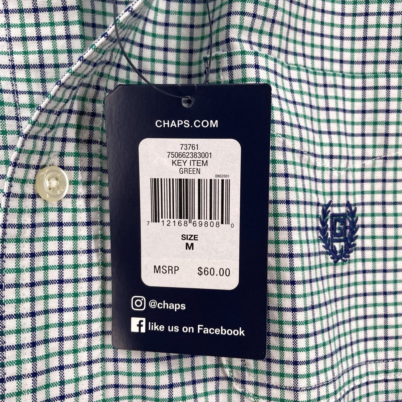 Chaps Chaps Shirt Mens Medium Green Blue Plaid Stretch Oxford Button-Down Long Sleeve Size US M / EU 48-50 / 2 - 6 Thumbnail