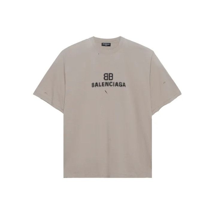 Balenciaga Balenciaga Distressed Logo Short Sleeve T-Shirt Size US S / EU 44-46 / 1 - 1 Thumbnail