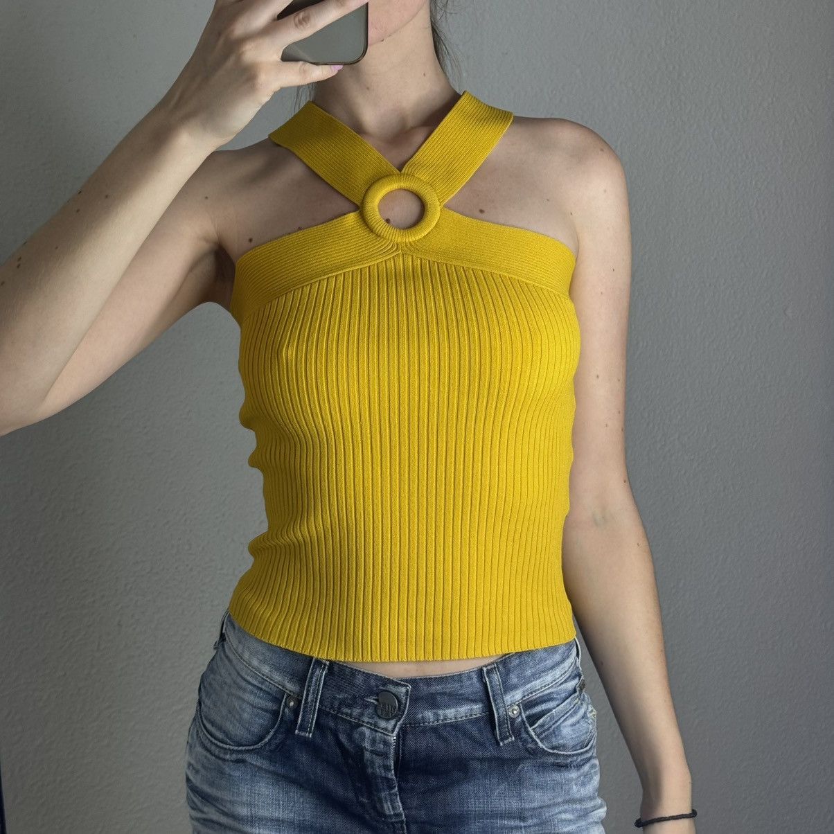 Sandro Sandro Paris Yellow Top Halter Neck Size S / US 4 / IT 40 - 1 Thumbnail