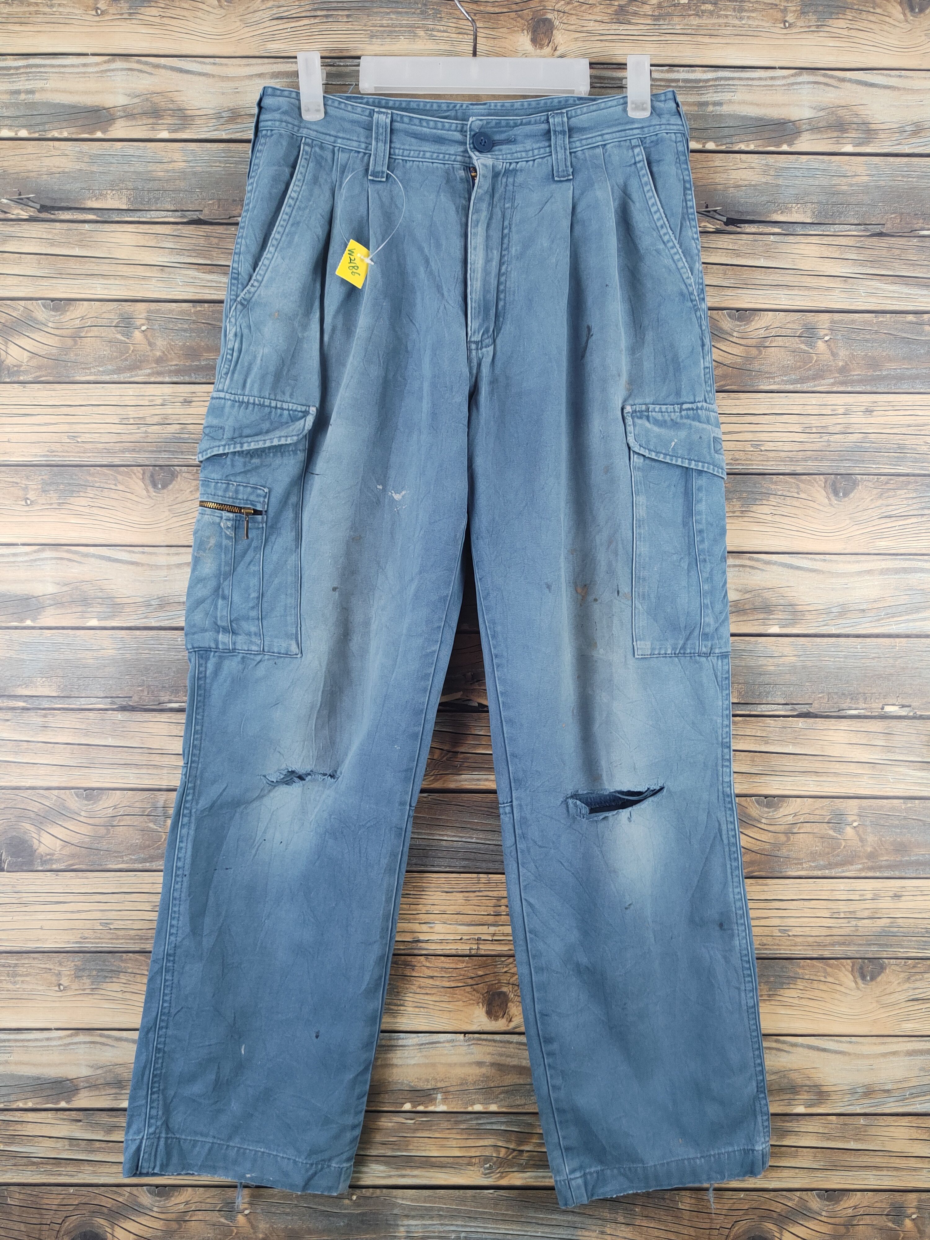 Japanese Brand N evolutions Blue Faded Multipocket Cargo Pants #W2186 Size US 30 / EU 46 - 1 Thumbnail