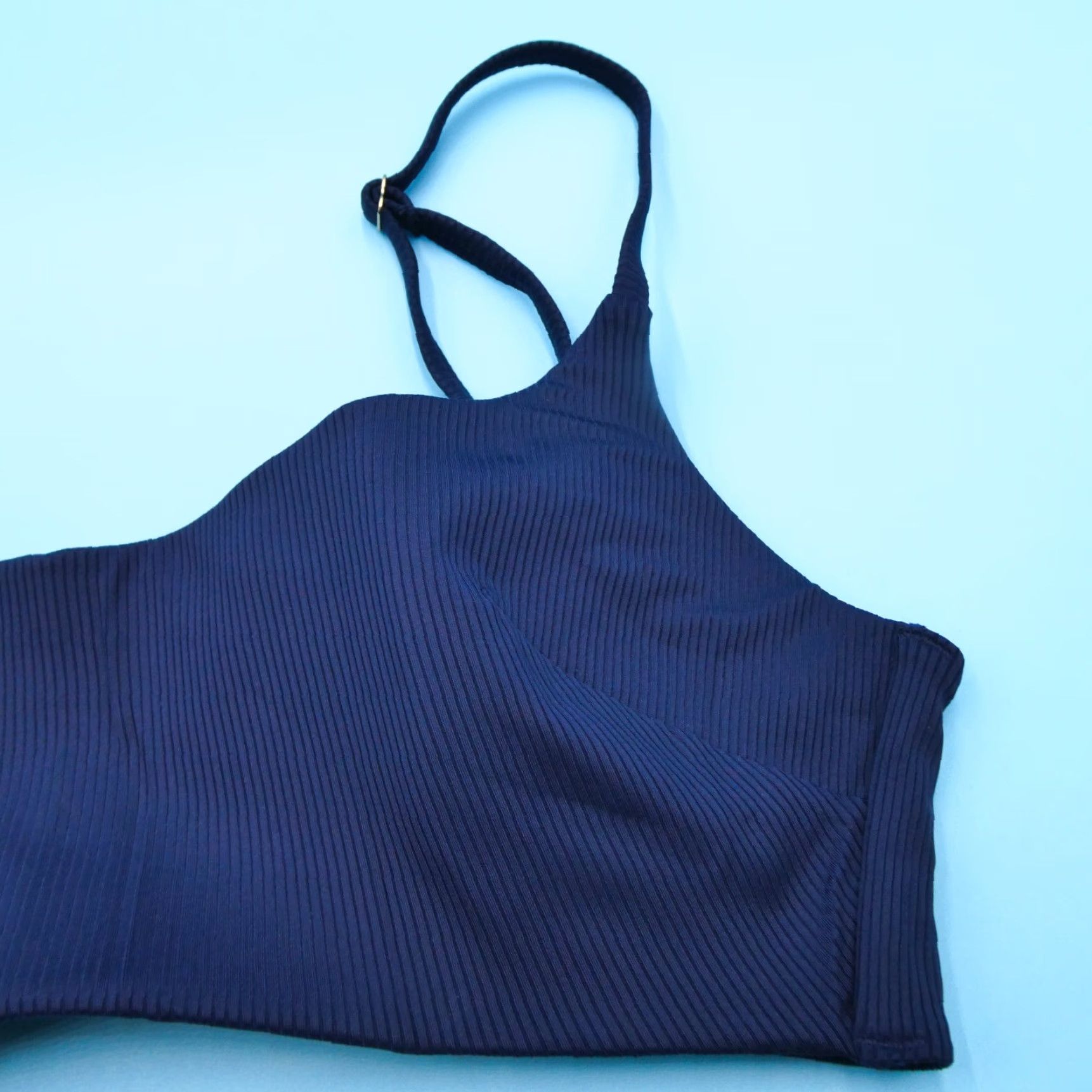 Victoria's Secret Bikini Top Blue M Padded Spaghetti Strap Square Neck Quick Dry Beach Women's Top