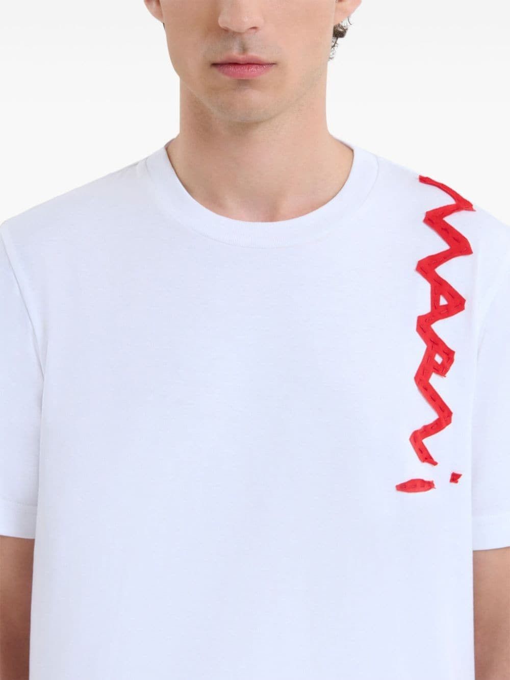 Marni o1w1db11025 Lettering-Deteiling T-Shirt in White Size US S / EU 44-46 / 1 - 4 Thumbnail