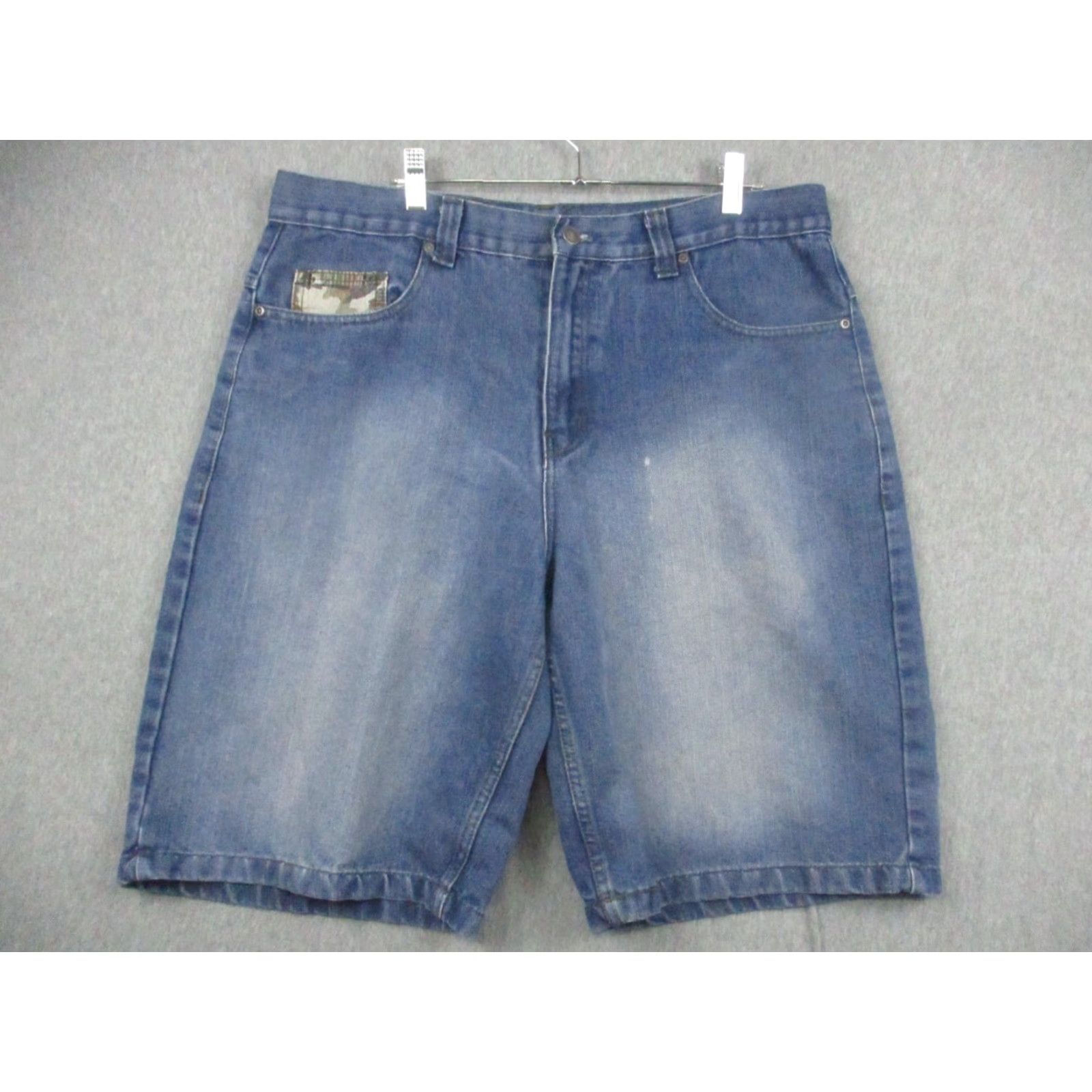Vintage OT Revolution Jeans Shorts Denim 38 Wide Leg Camo Pockets Bermuda Bottoms 90s Mens Regular Blue Denim OT Revolution Size US 38 / EU 54 - 2 Thumbnail