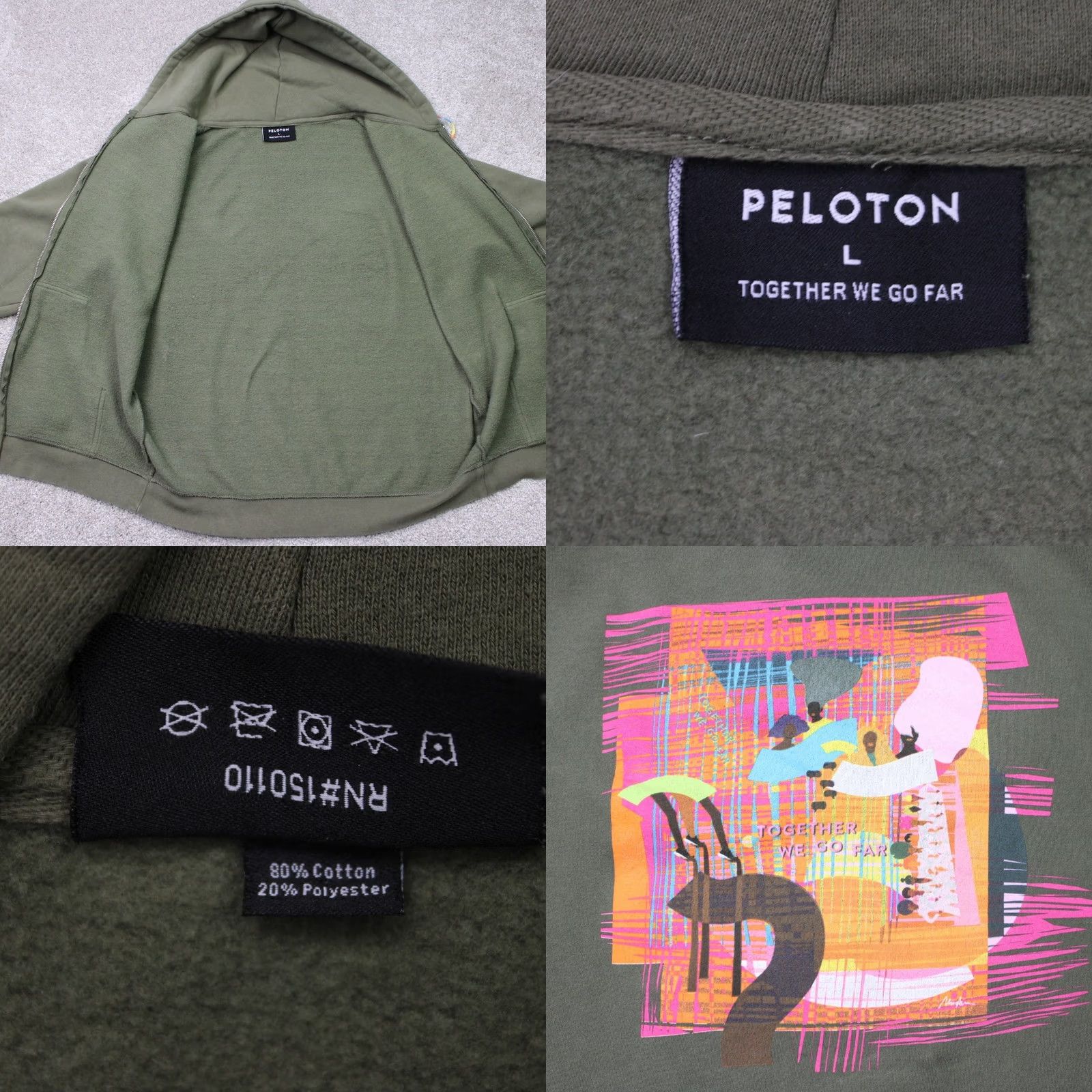 Vintage Peloton Hoodie Mens Large Green History Month Version Hooded Sweatshirt Size US L / EU 52-54 / 3 - 8 Thumbnail