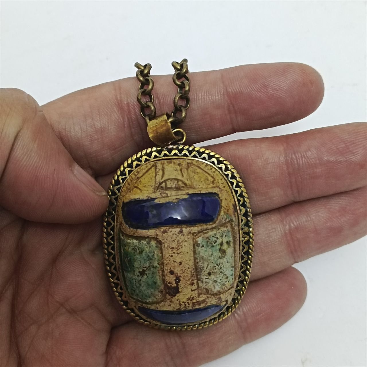 Handmade Antique Egyptian Scarab Pendant, Handmade Antique Style Size ONE SIZE - 2 Thumbnail