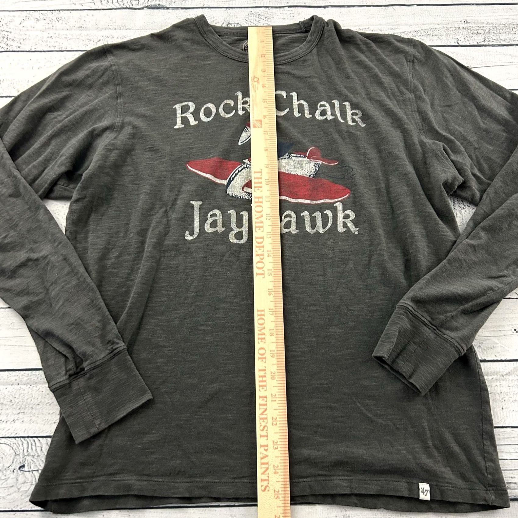 47 47 Kansas Rock Chalk Jayhawk Long Sleeve T Shirt Mens M Gray Size US M / EU 48-50 / 2 - 3 Thumbnail