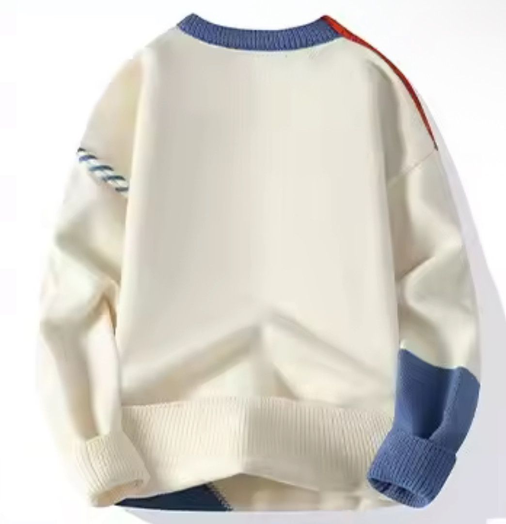 Japanese Brand Contrast Orange Blue Thread Sweater Knitted Sweatshirt Size US L / EU 52-54 / 3 - 2 Thumbnail