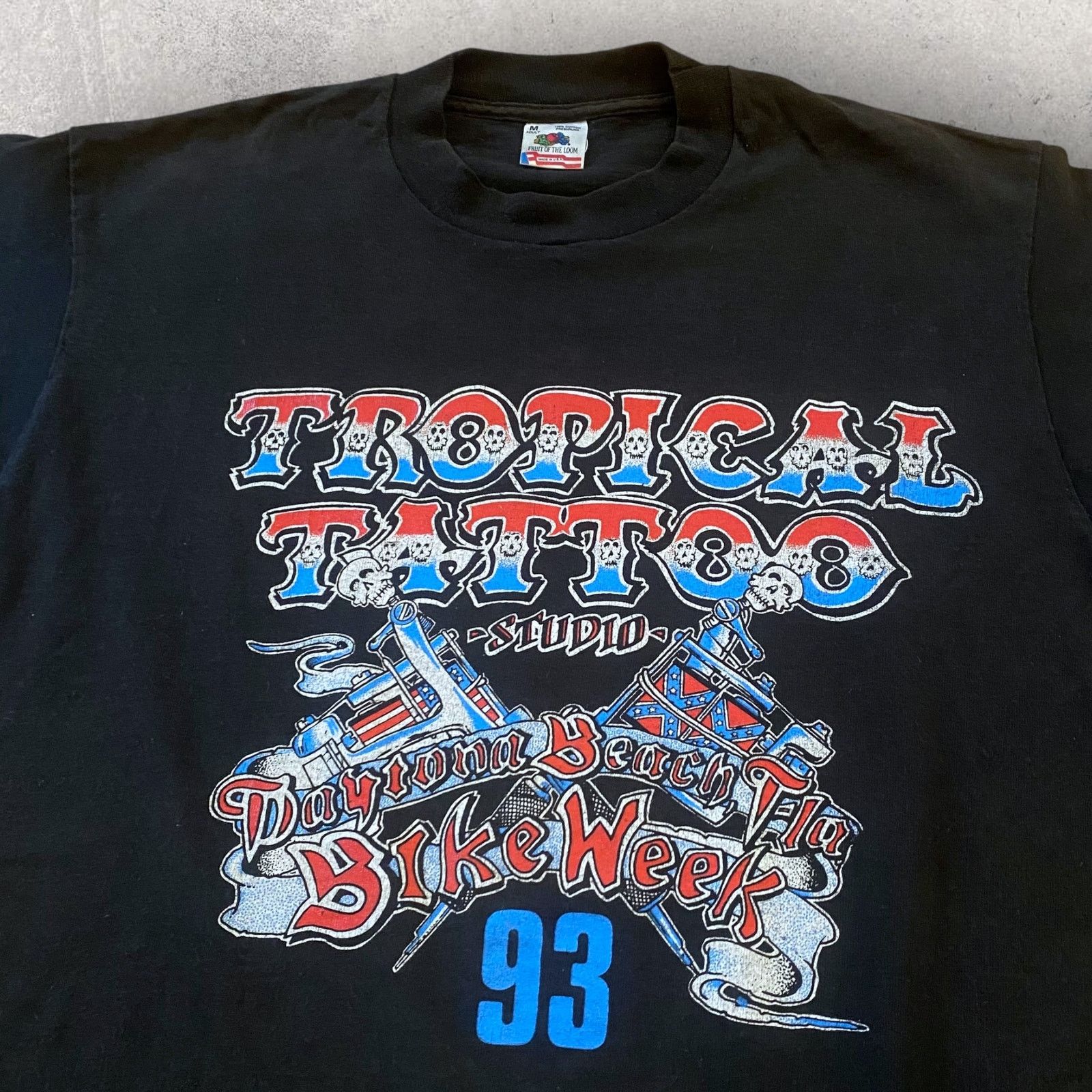 Daytona × Harley Davidson × Vintage Vintage 1993 Bike Week Daytona Tropical Skull Tattoo T Shirt Size US M / EU 48-50 / 2 - 4 Thumbnail
