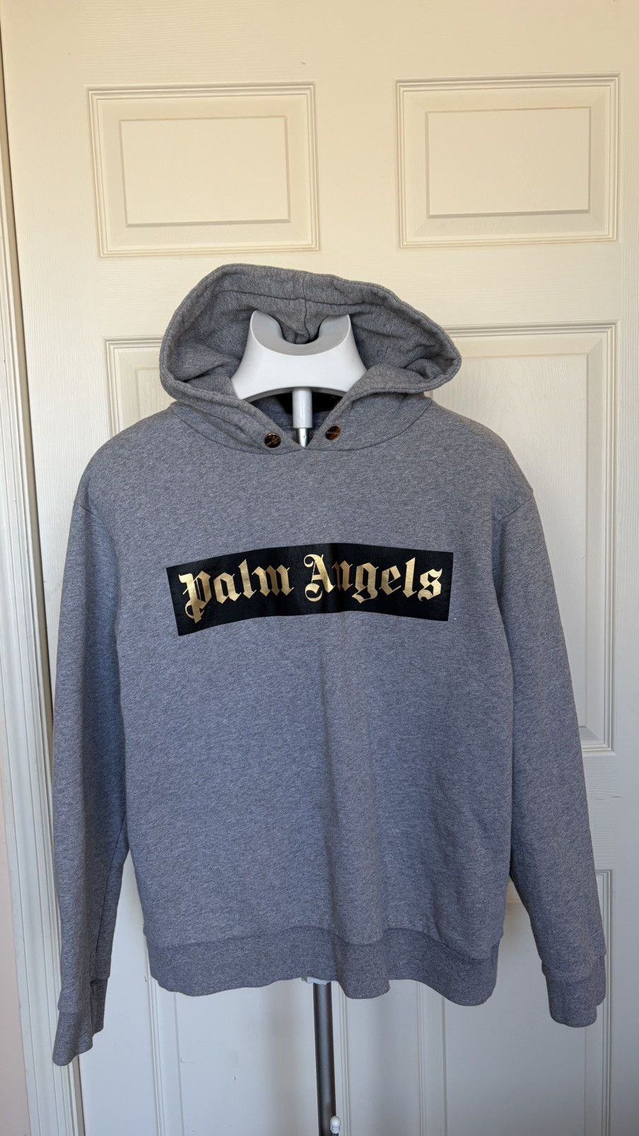 Palm Angels Palm Angels Logo Hoodie Grey Gold Print Size XL Slim Fit Size US XL / EU 56 / 4 - 2 Thumbnail