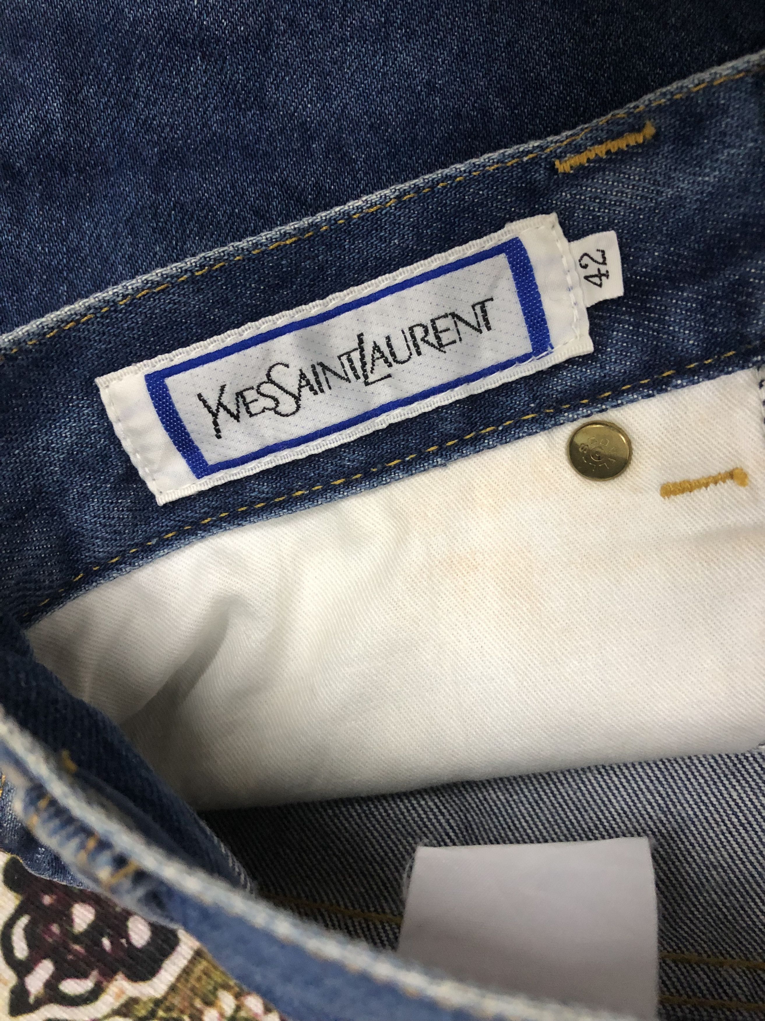 Designer × Yves Saint Laurent YSL embroidered logo on pocket jeans Size US 29 - 7 Thumbnail