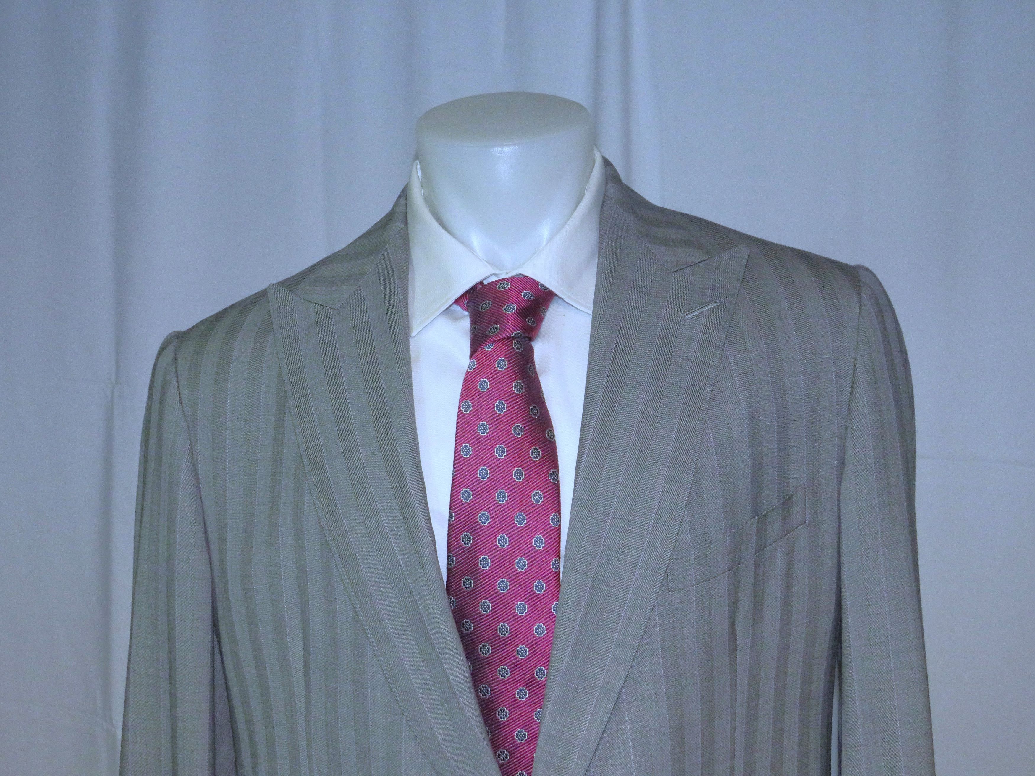 Alan Flusser Gray Stripe Bespoke Peak Lapel Two Button Suit 42R Size 42R - 4 Thumbnail