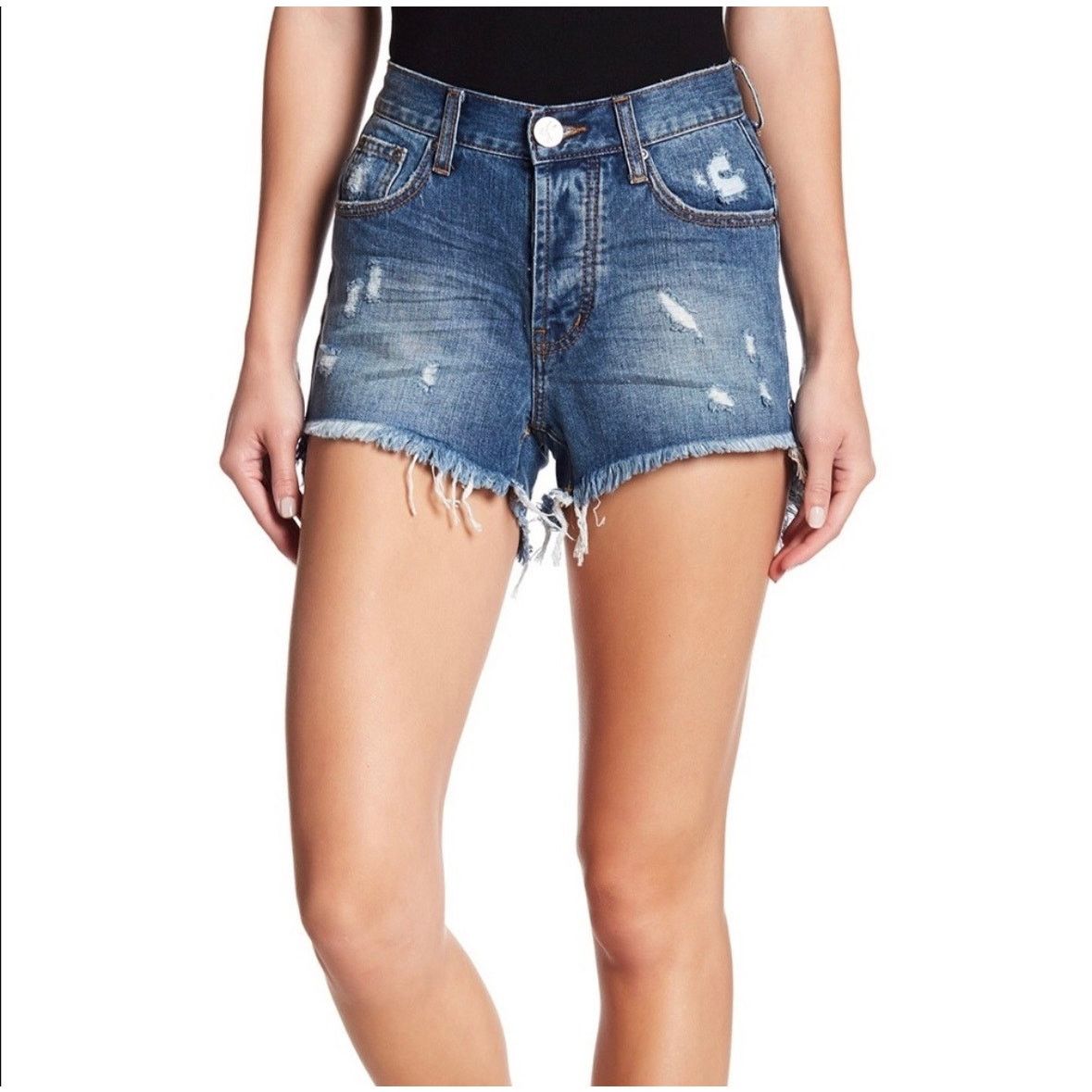 One Teaspoon NEW ONE TEASPOON Hawks Blue Raw Hem Denim Cutoffs Jean Short Size 24" / US 00 / IT 34 - 7 Thumbnail