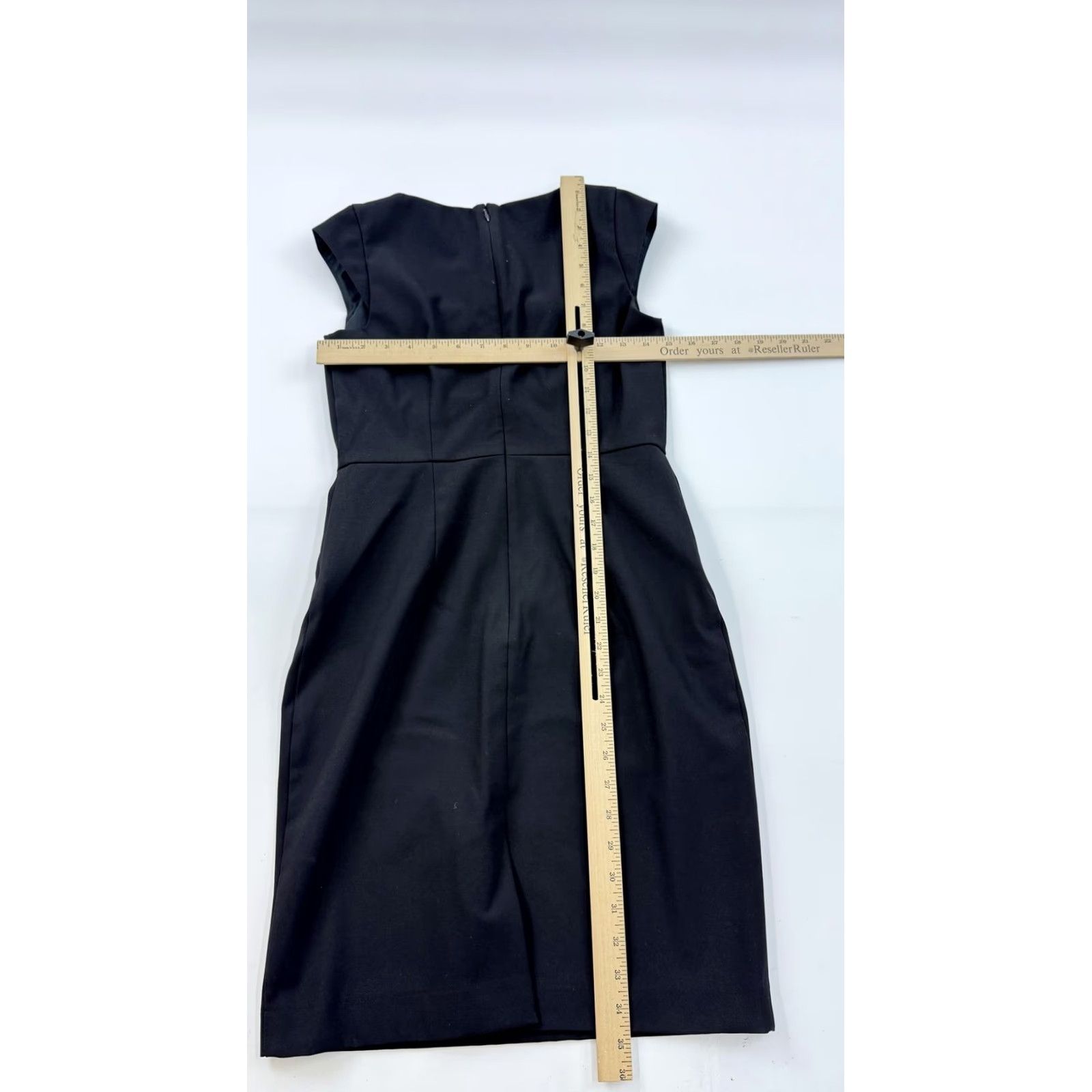Ann Taylor Ann Taylor Dress Womens 2P Petite Black Cap Sleeve Square Neck Sheath Work LBD Size XS / US 0-2 / IT 36-38 - 7 Thumbnail