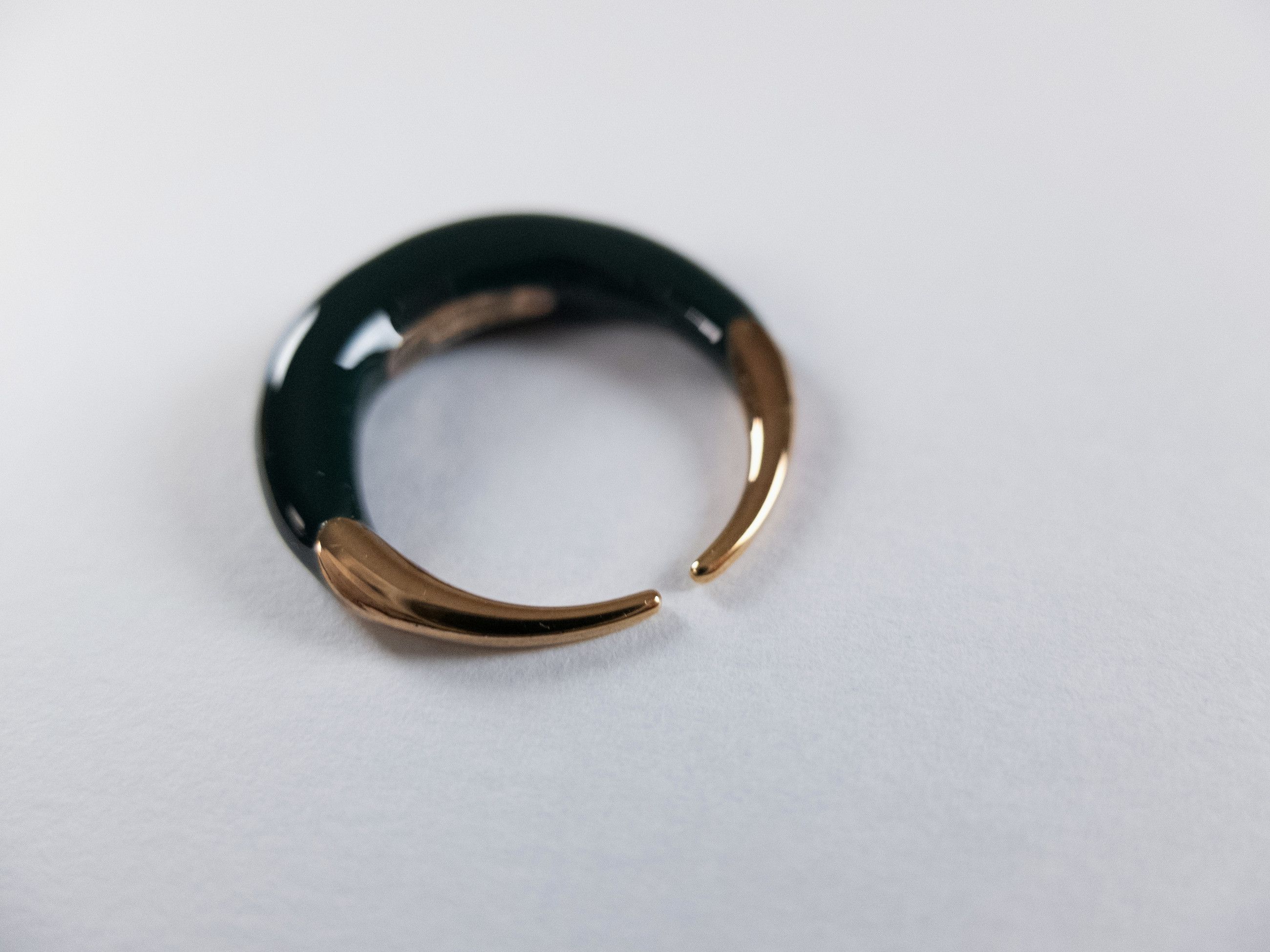Bottega Veneta BOTTEGA VENETA Spine dark green sculptural silver ring 9 19 Size ONE SIZE - 7 Thumbnail